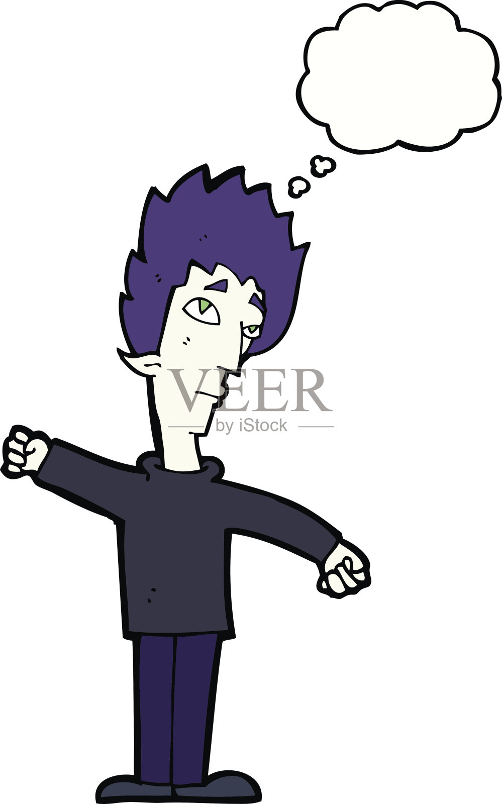 卡通吸血鬼男人与思想泡泡设计元素图片