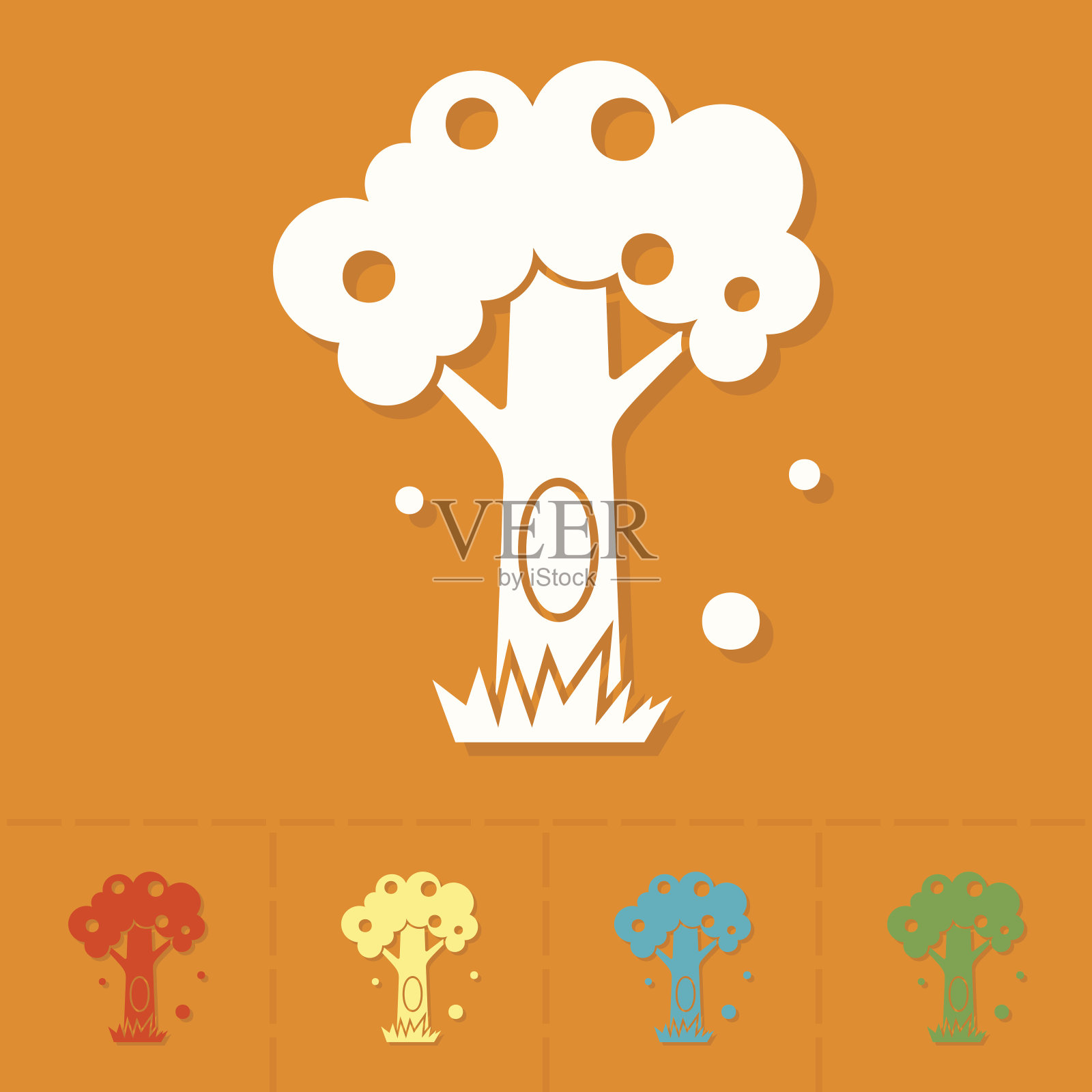 风格化树中空插画图片素材