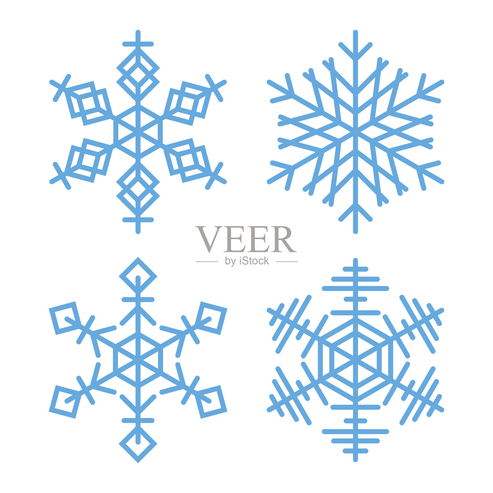 各种冬季雪花向量集插画图片素材