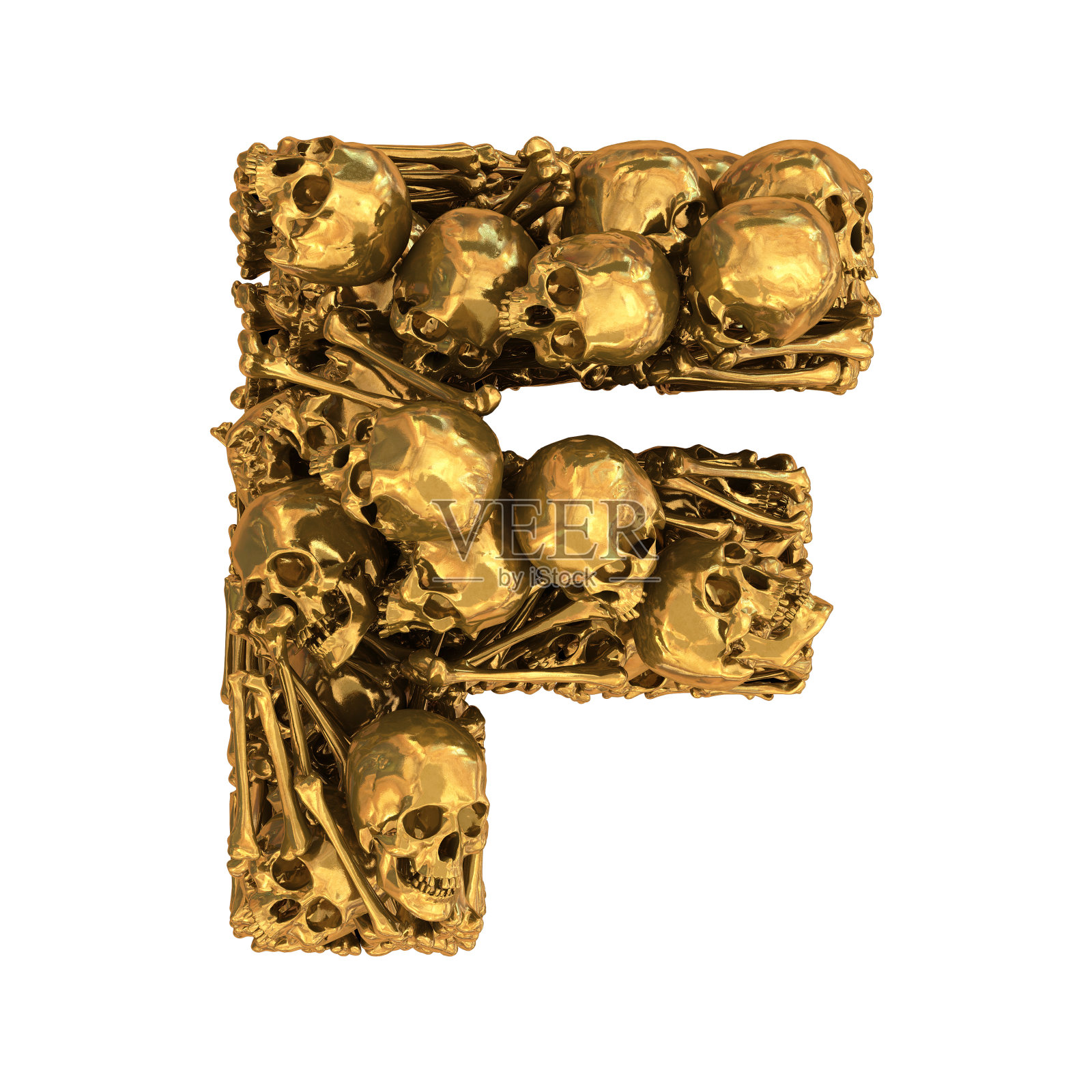 金色骷髅字体。照片摄影图片