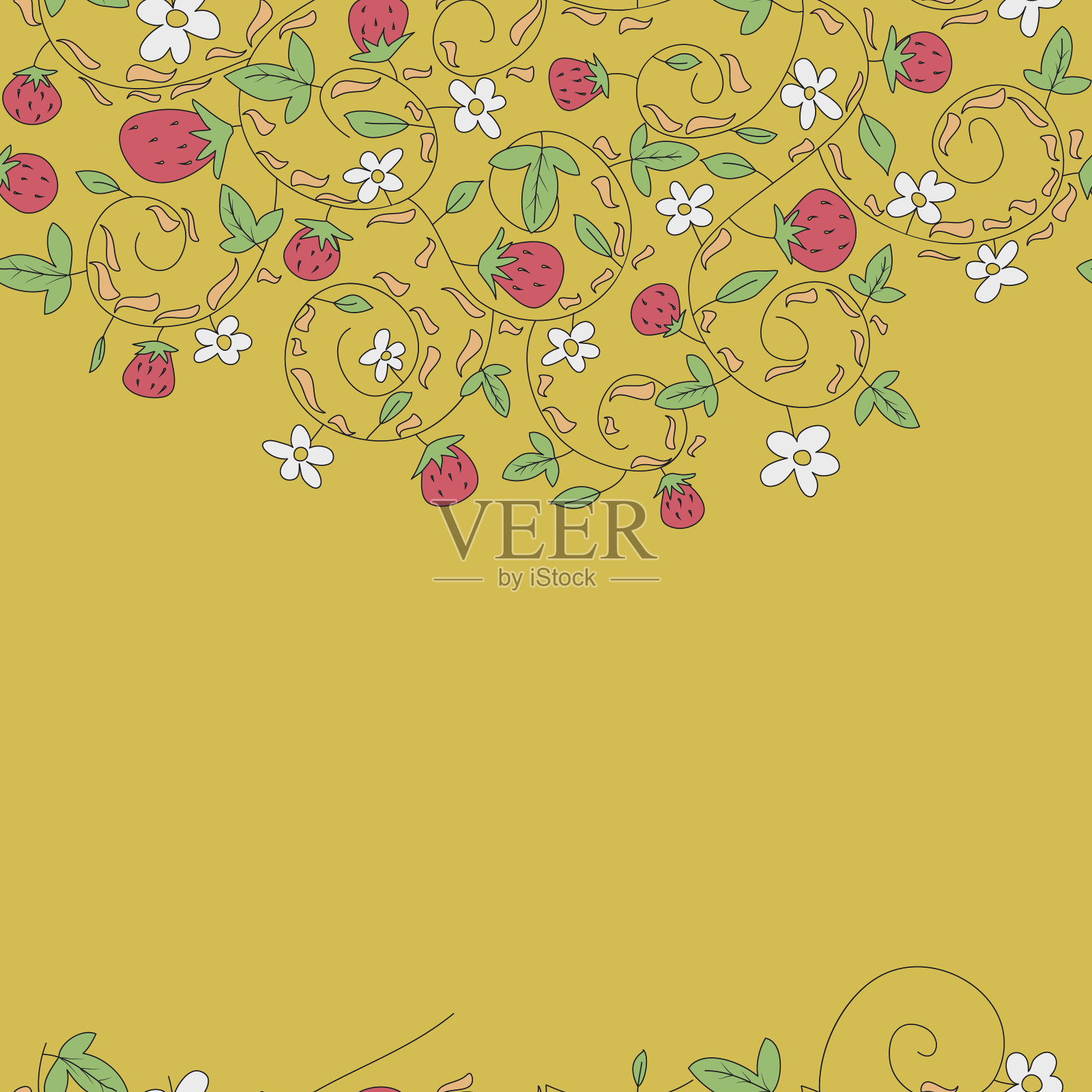 无缝矢量模式与草莓,浆果插画图片素材