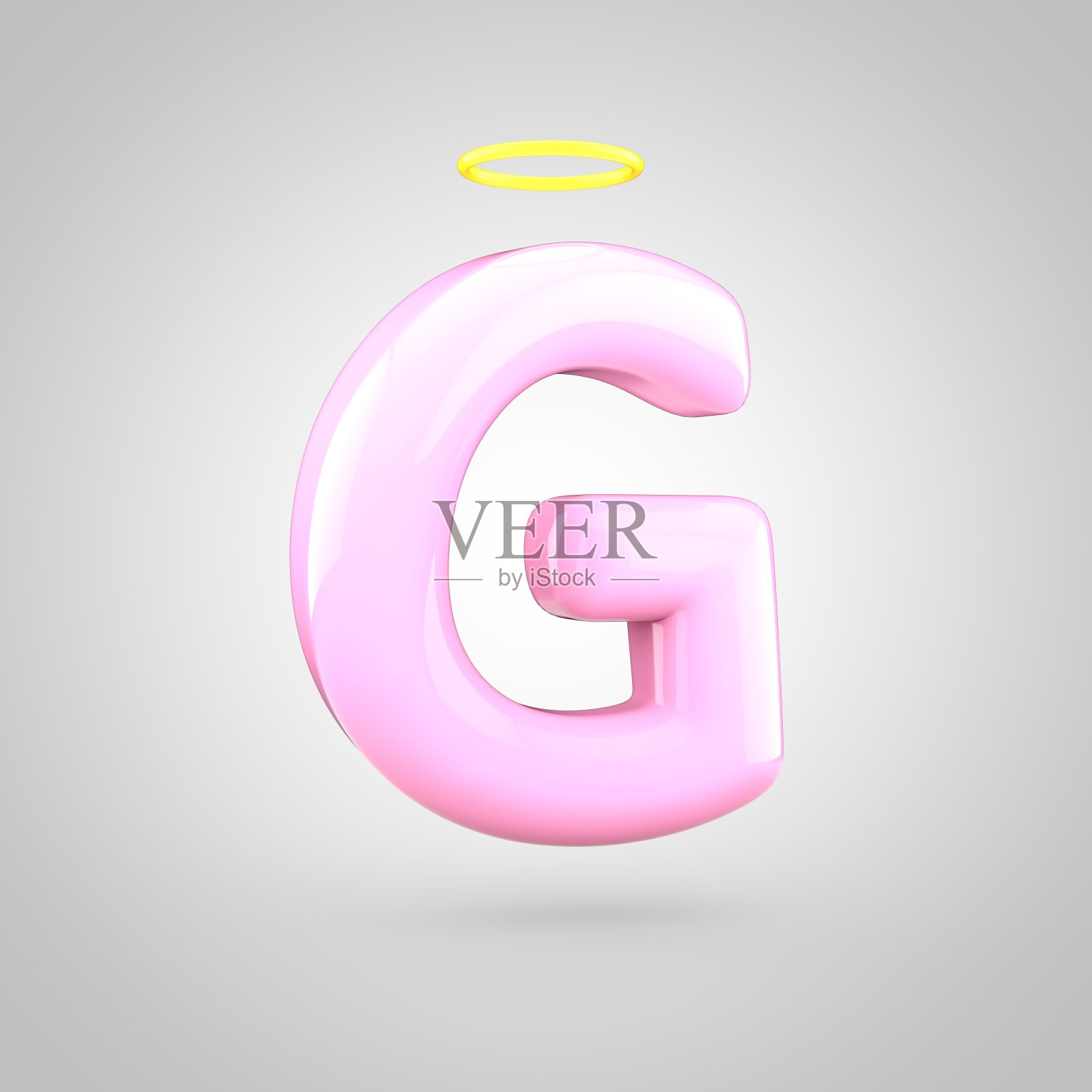 可爱的带光环的粉色大写字母G照片摄影图片