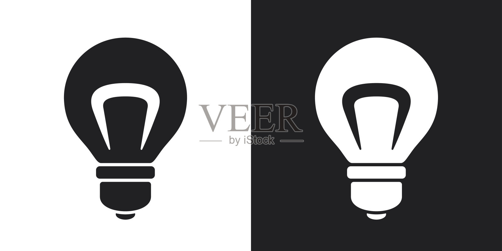 灯泡矢量图标。深浅不一的版本图标素材