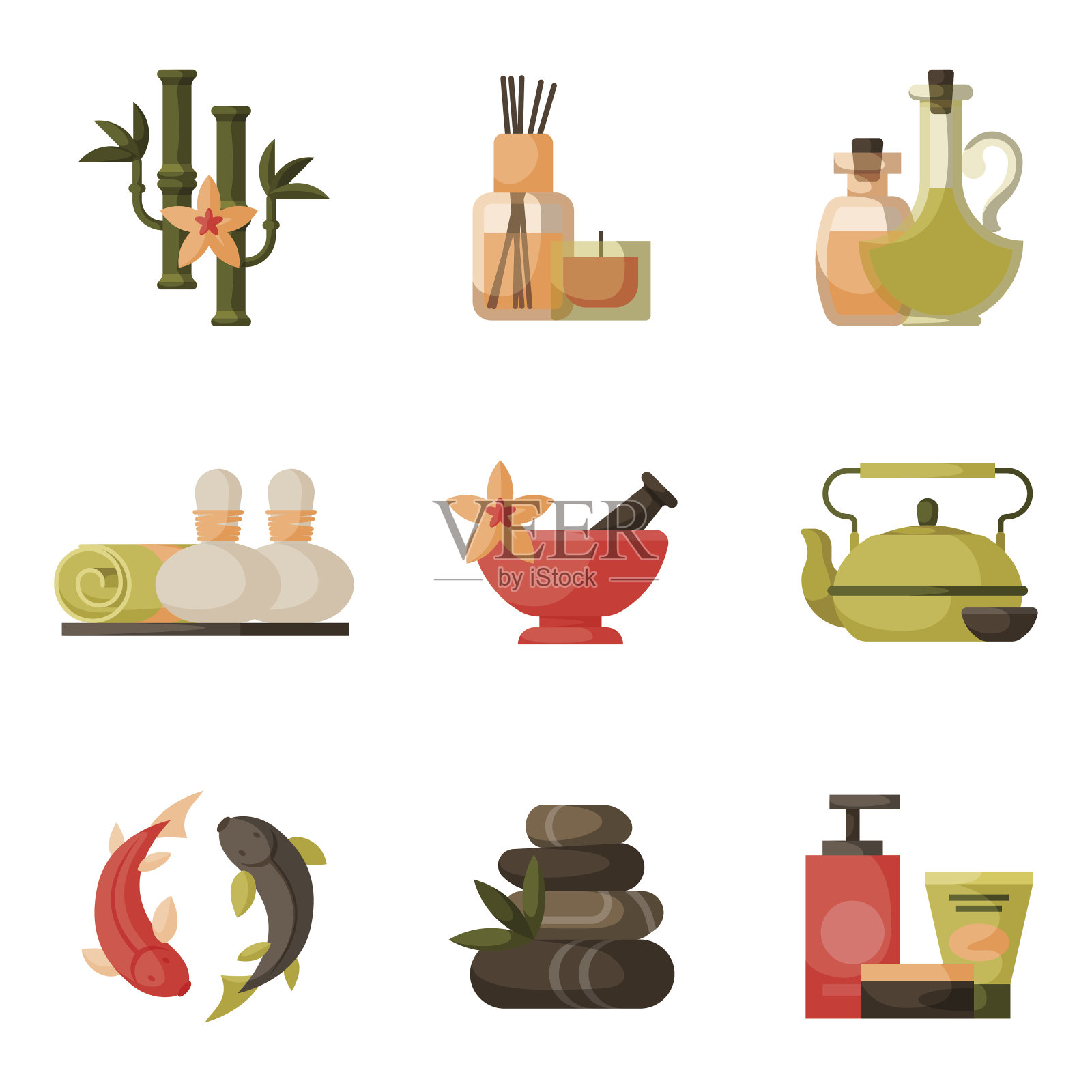 美丽的女人水疗治疗的矢量插图,美容程序健康的图标图标素材