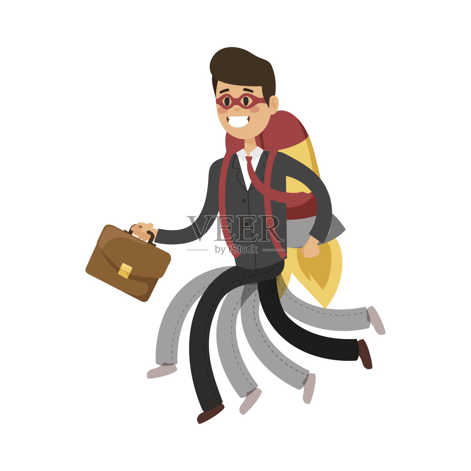 超级英雄商人人物人物矢量插图成功卡通权力概念商人强壮的人剪影领导团队插画图片素材