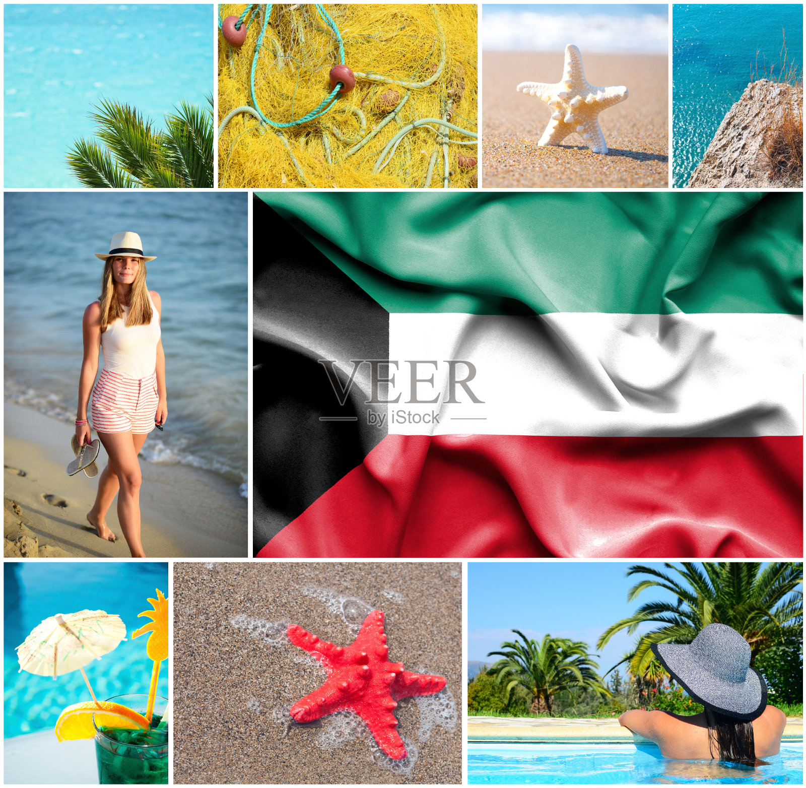 科威特夏季旅行概念拼贴照片摄影图片