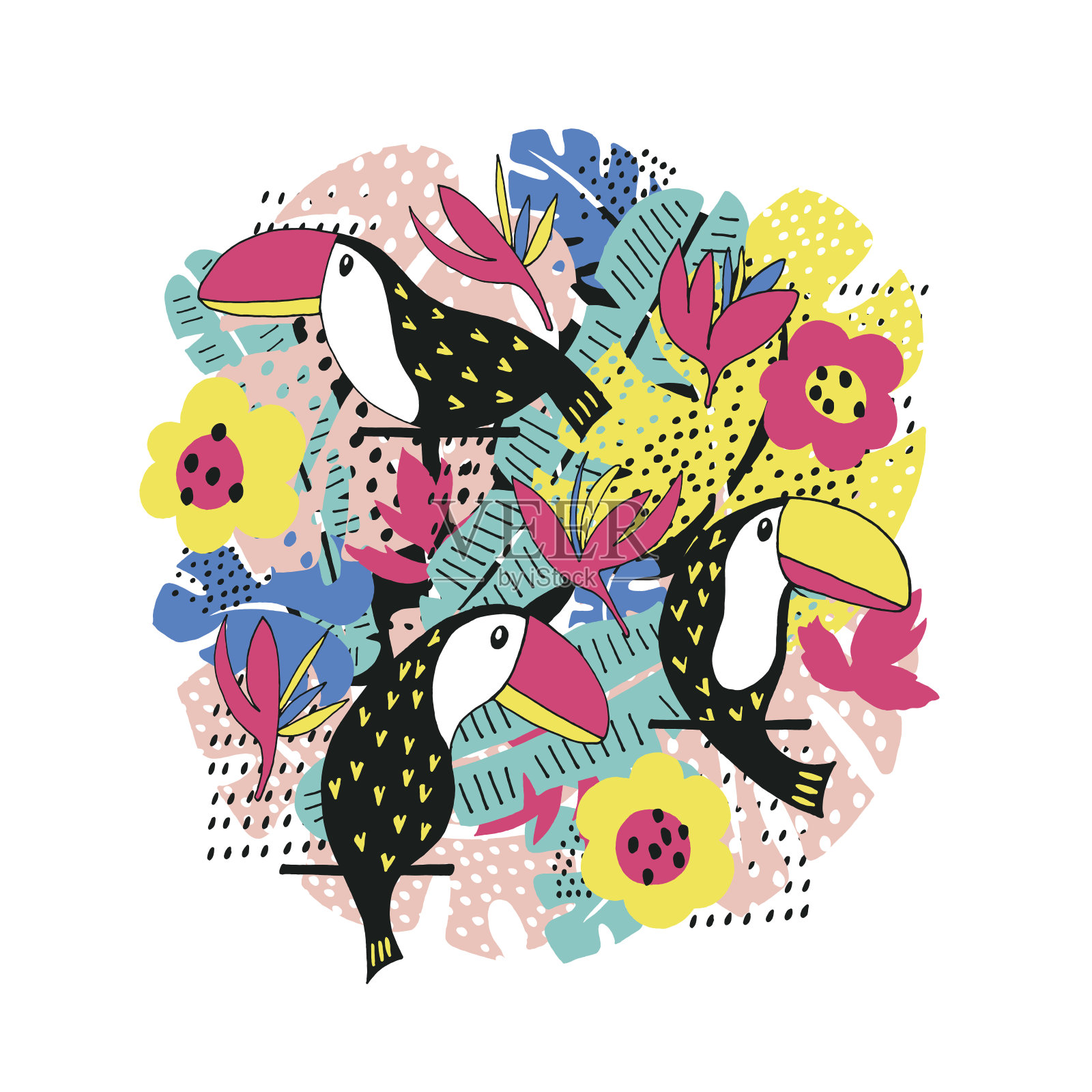 巨嘴鸟的卡片插画图片素材