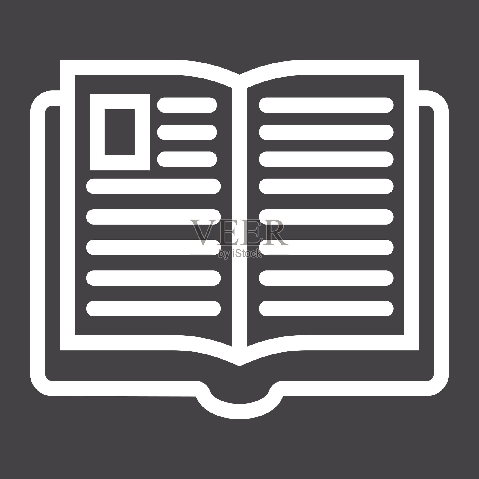 打开书线图标,教育和学校,矢量图形,一个线性模式上的黑色背景,eps 10。插画图片素材