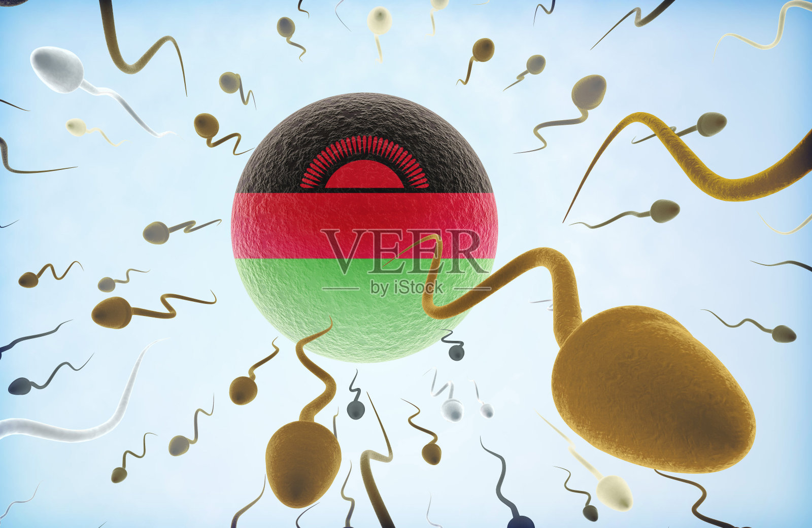 3D插画移民概念:精子游离马拉维(系列)插画图片素材