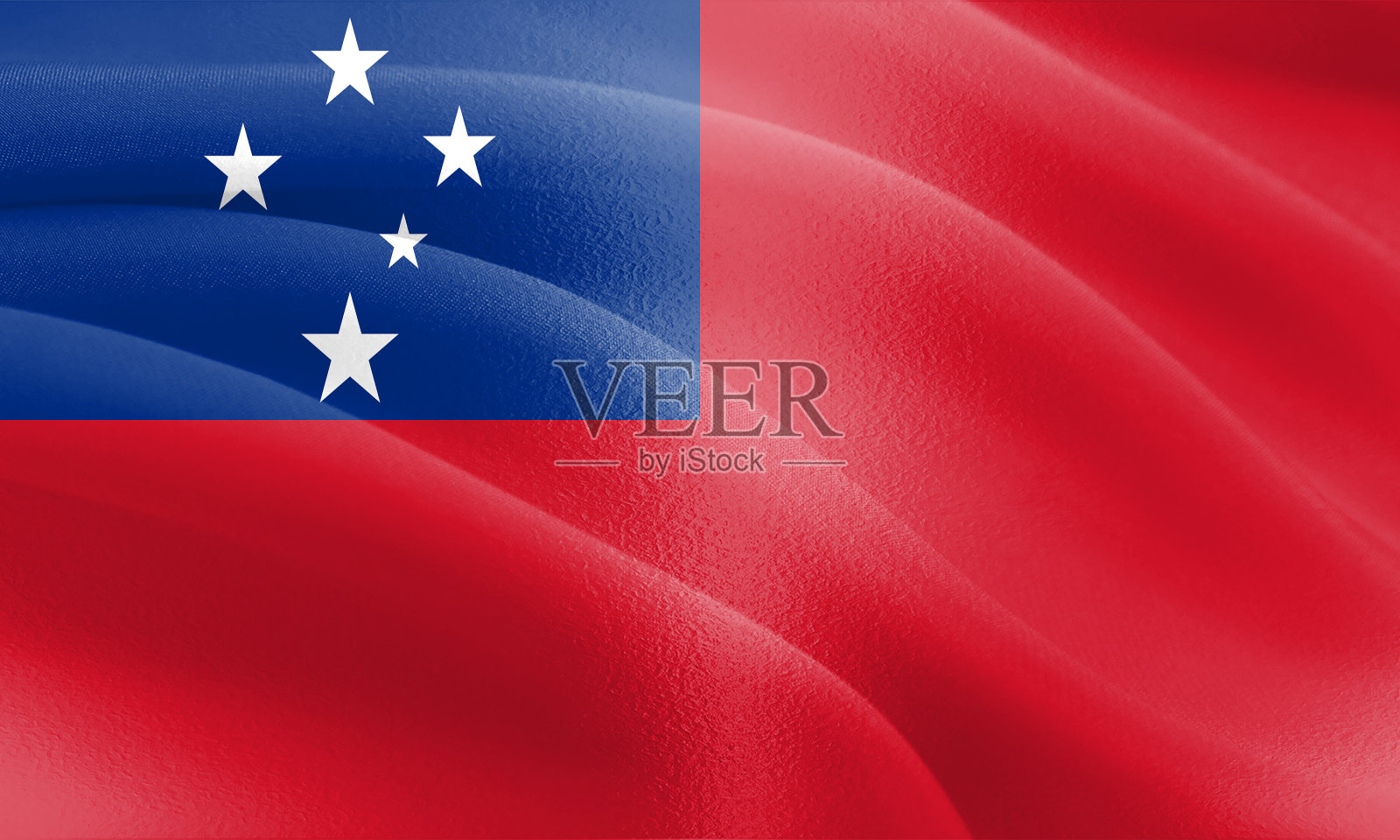 萨摩亚国旗与布料纹理和微妙的突出照片摄影图片