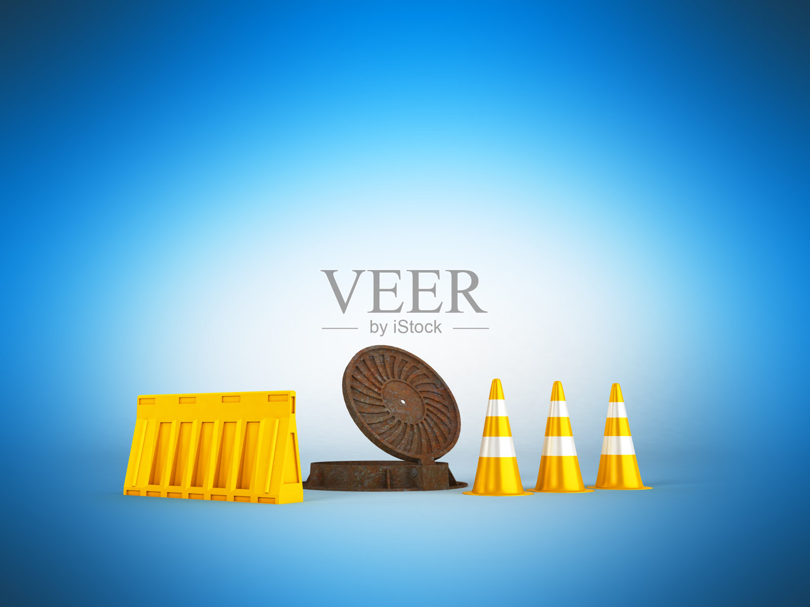 下水道舱口3d渲染在白色的背景照片摄影图片