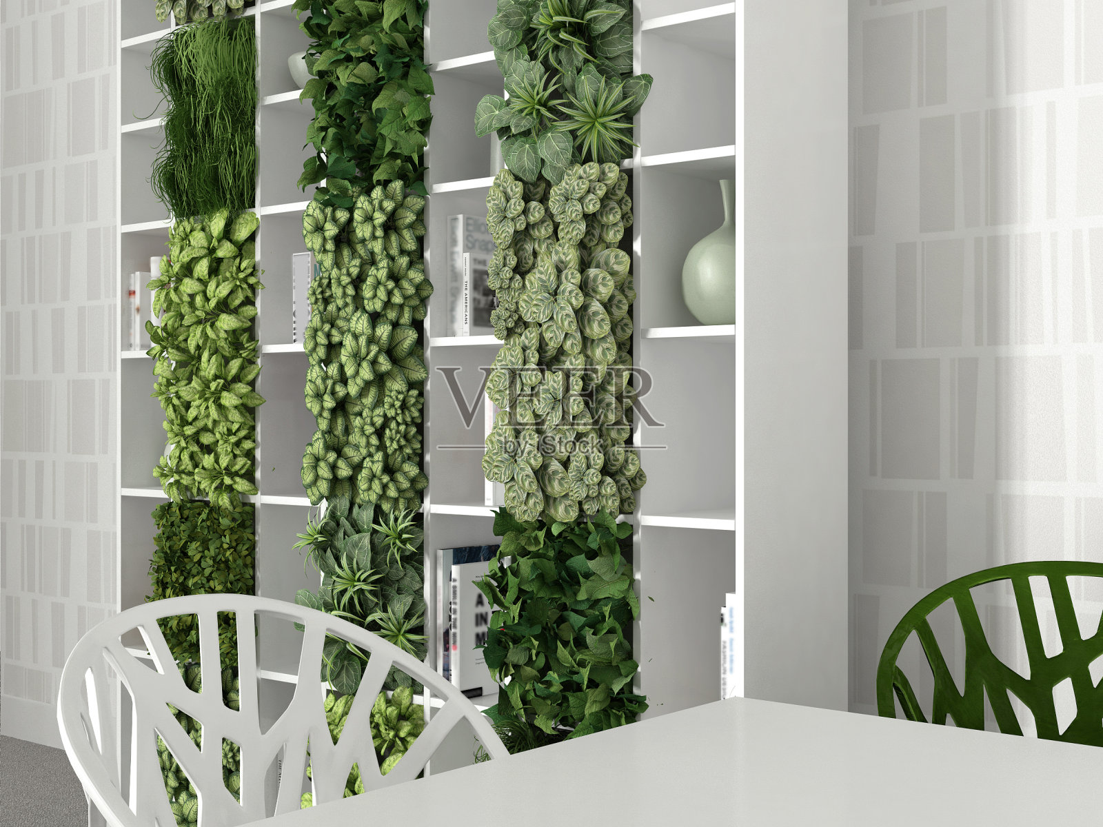 室内场景有桌子和书架照片摄影图片