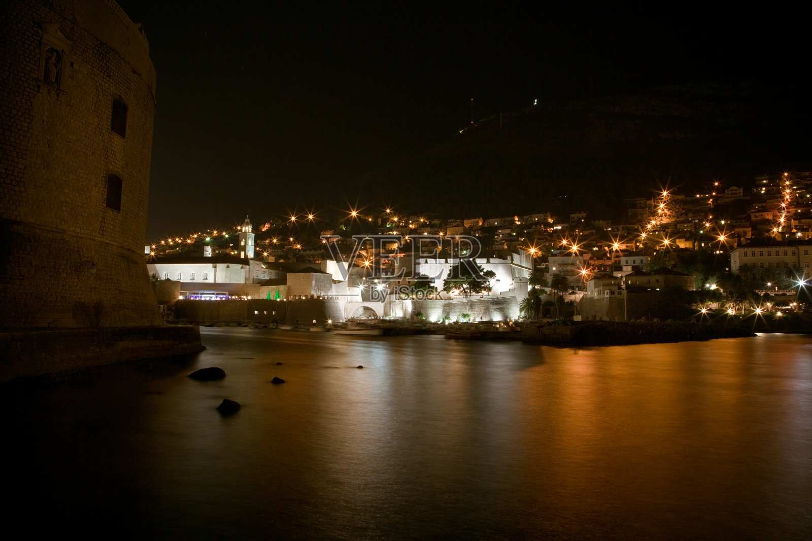 杜布罗夫尼克夜间照片摄影图片