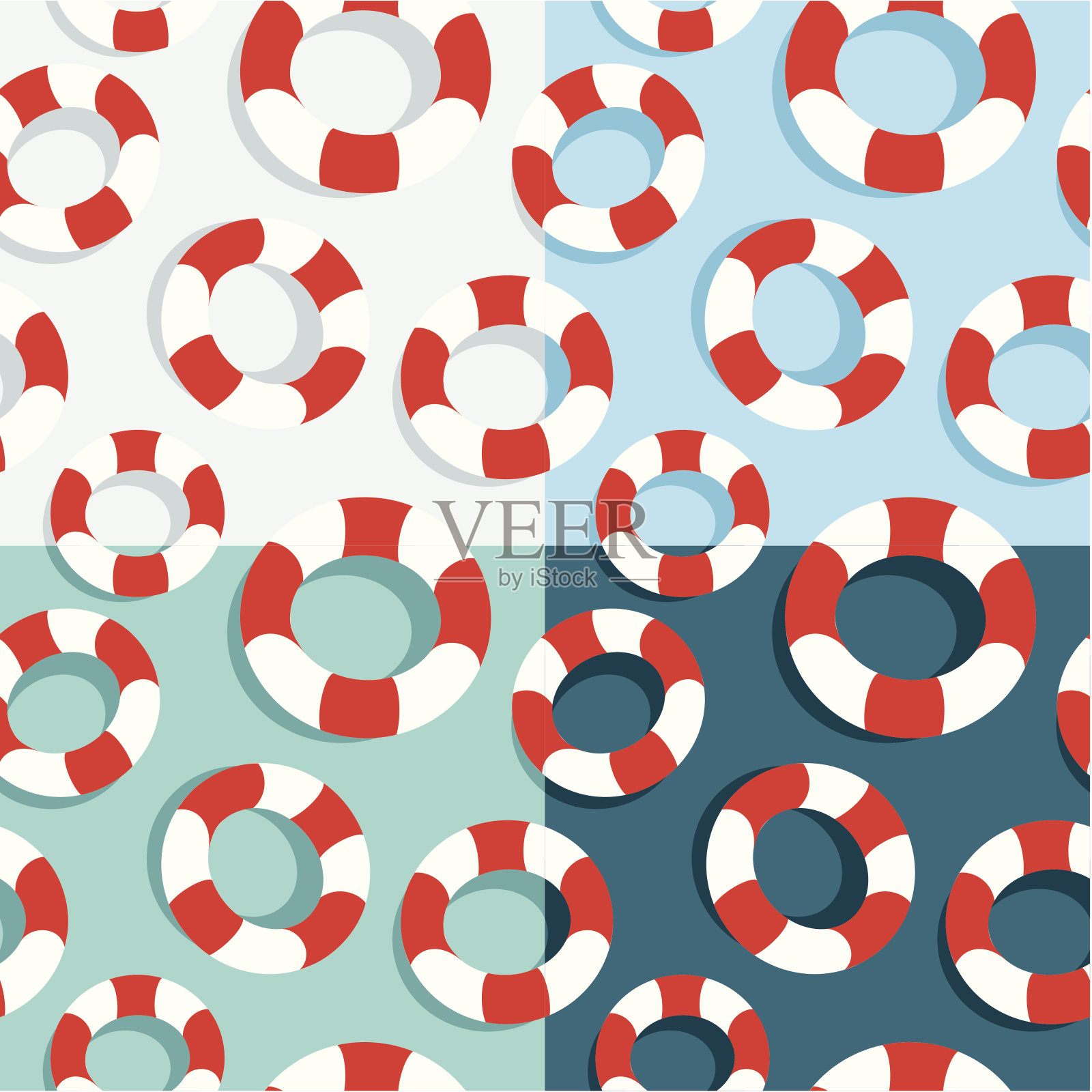 无缝模式的救生圈插画图片素材