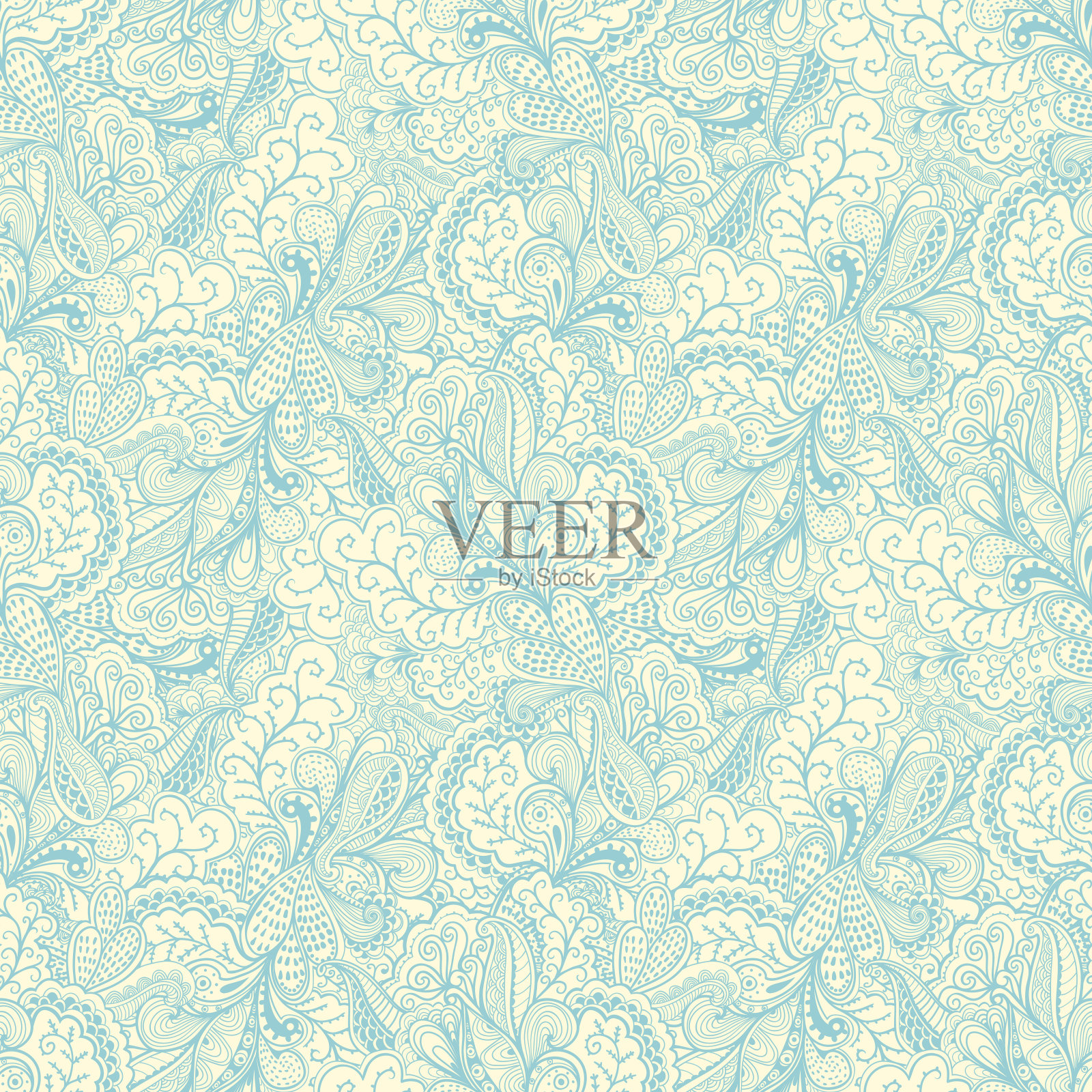 无缝波浪手绘图案。插画图片素材