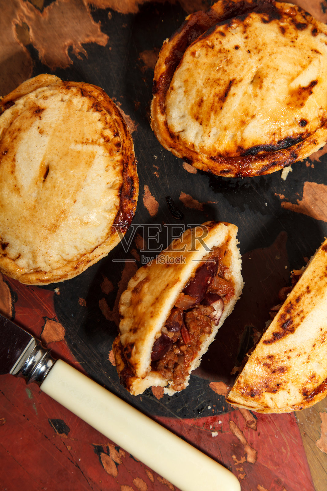 迷你香辣牛肉馅饼照片摄影图片