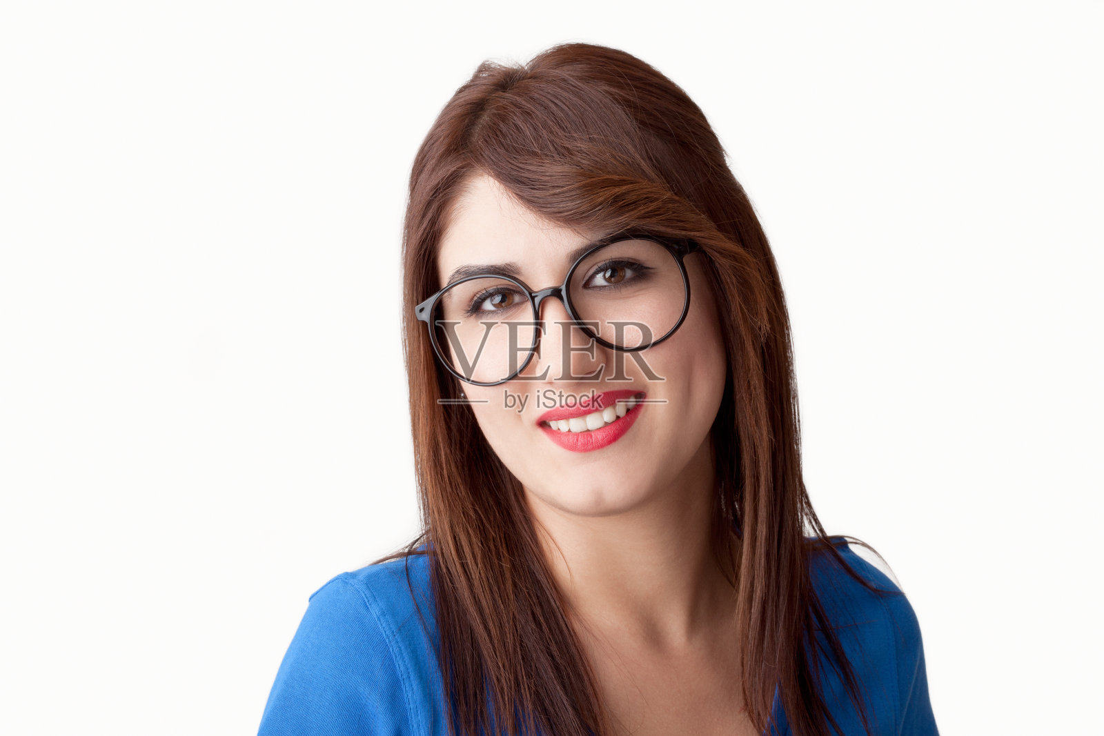 白底上的美丽年轻女子照片摄影图片