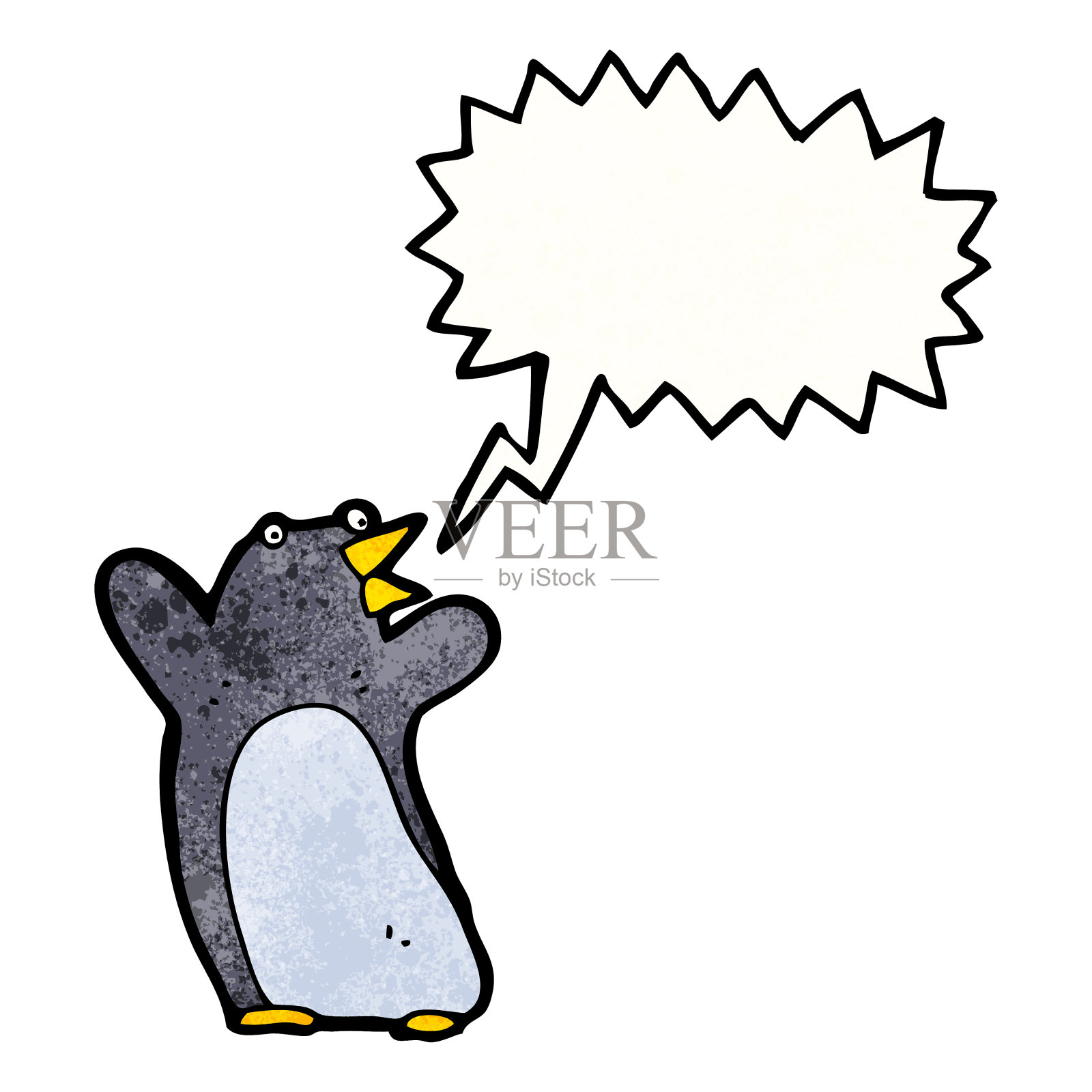 有趣的卡通企鹅与语音泡泡设计元素图片