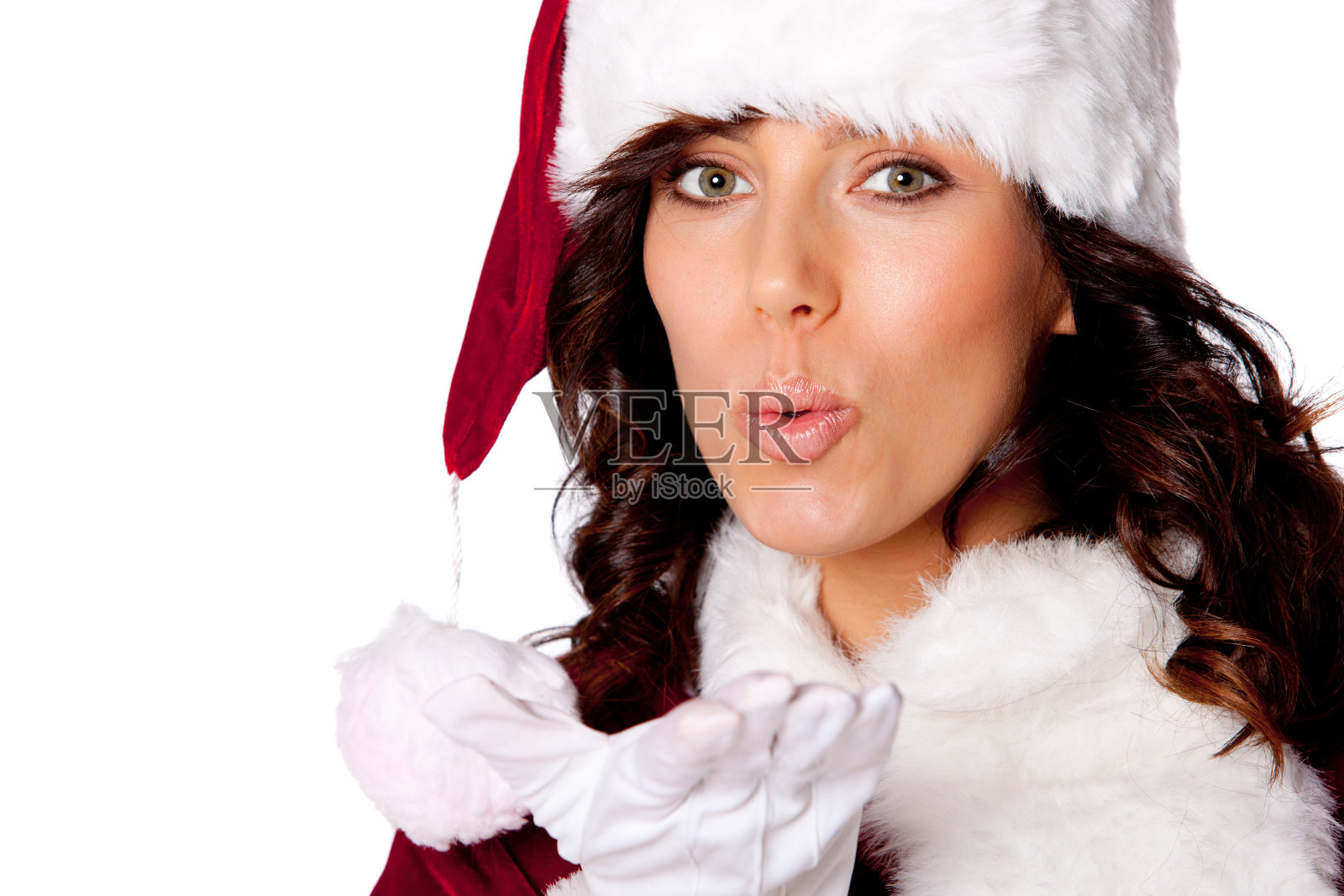 圣诞女孩孤立在白色照片摄影图片