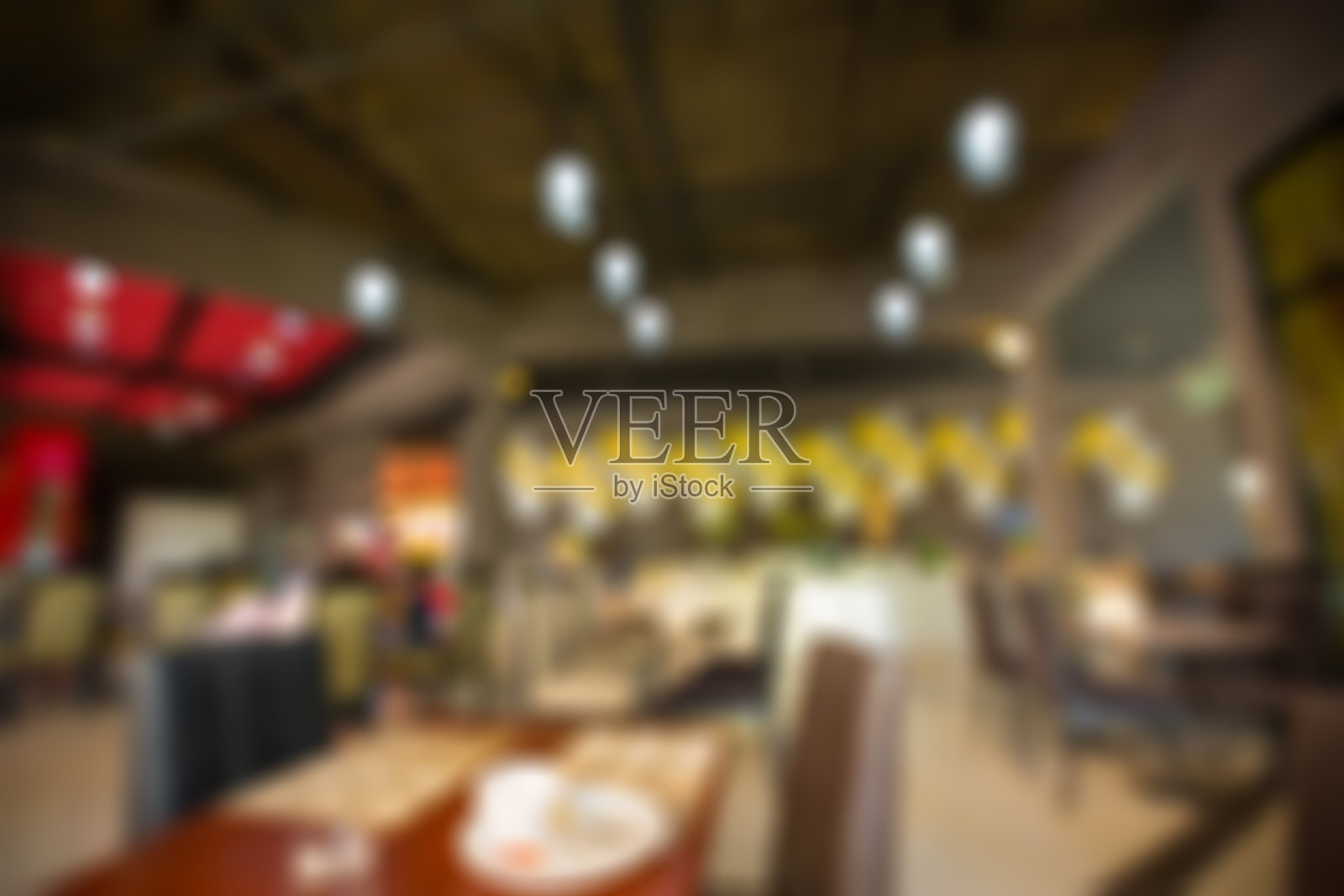 抽象模糊的餐厅或咖啡店在购物街的背景照片摄影图片