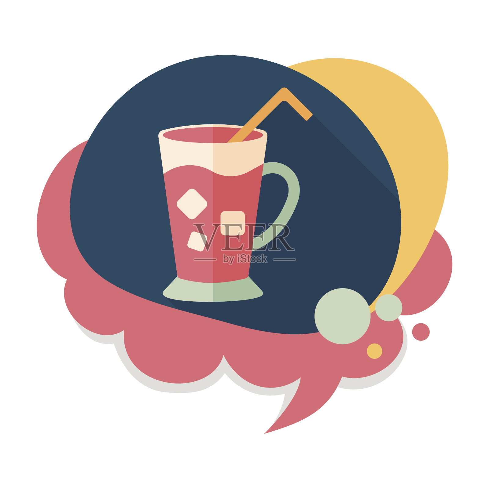 冰饮平图标与长影子,eps10插画图片素材