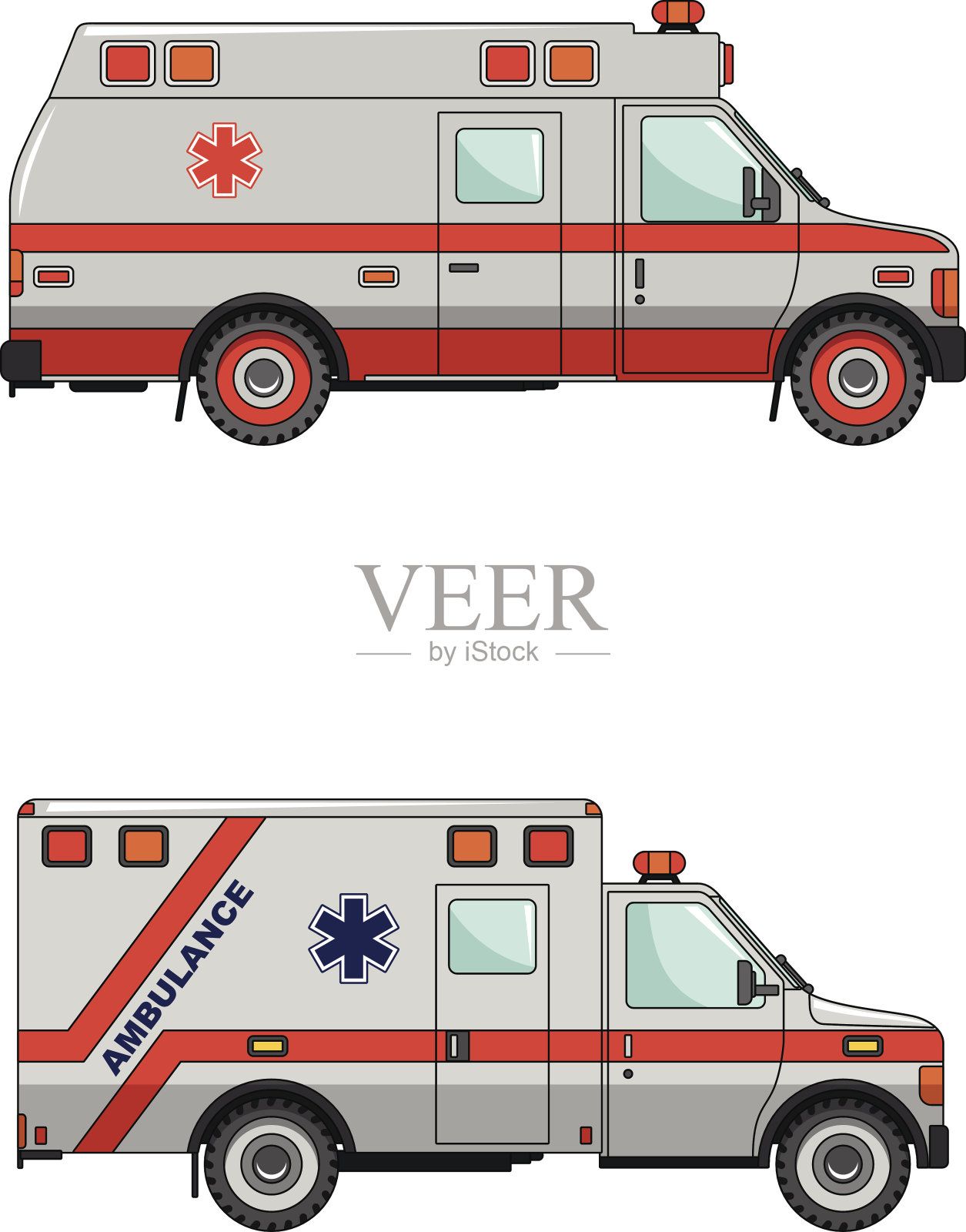 救护车孤立在白色背景的平坦风格插画图片素材