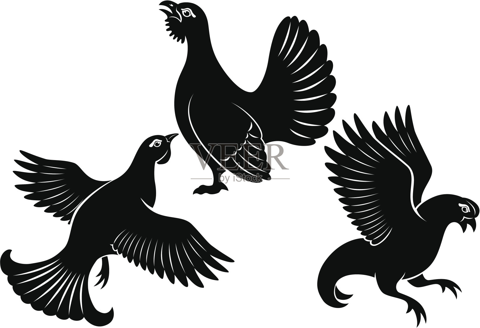 雄鸡当道插画图片素材