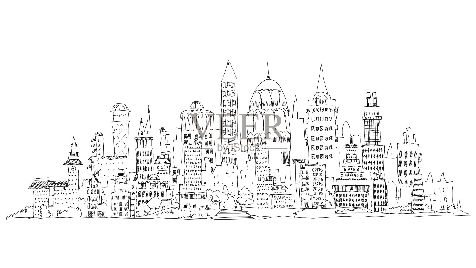 城市插画、素描收藏插画图片素材