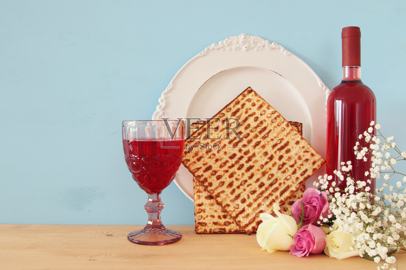 逾越节庆祝概念(犹太逾越节)。照片摄影图片