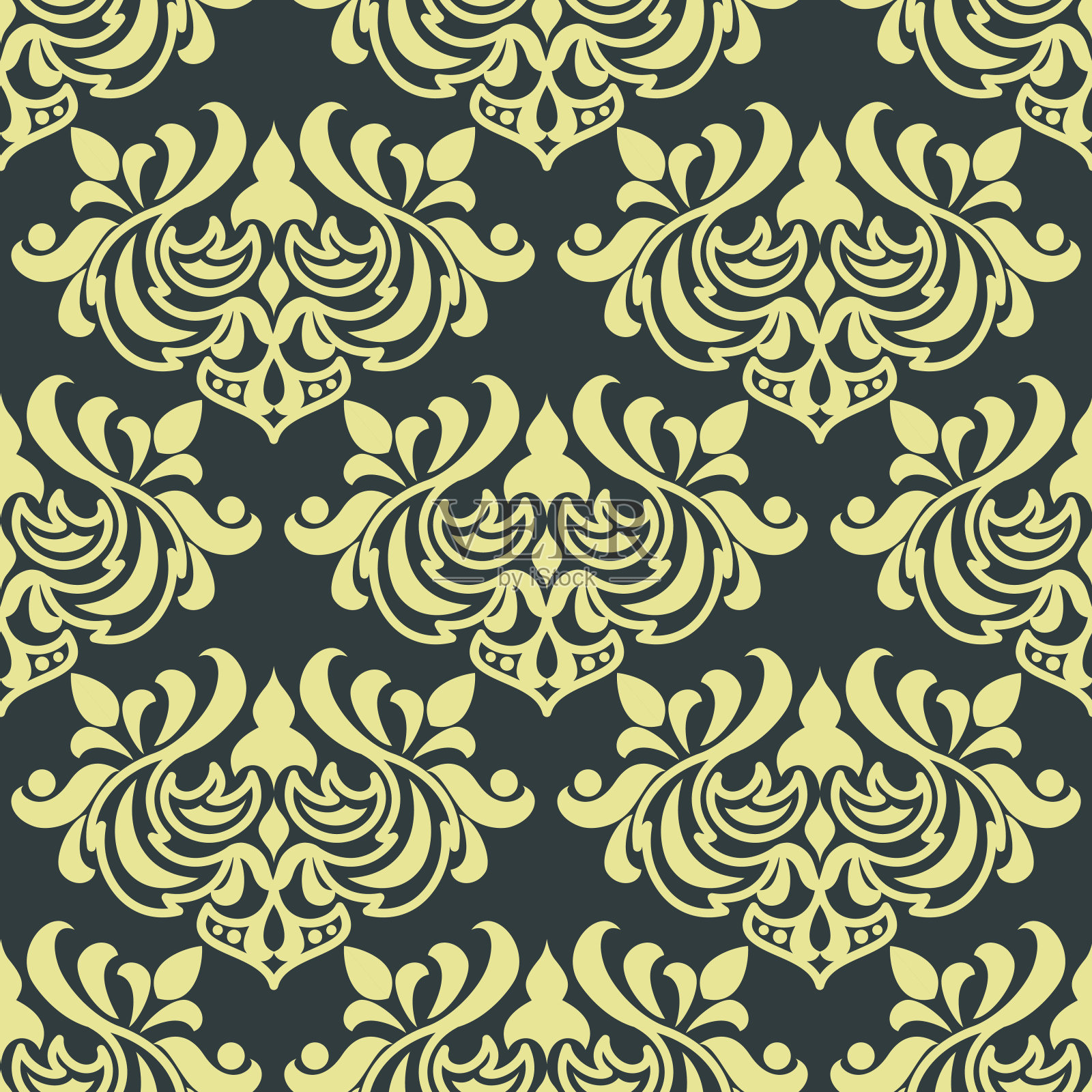 黄色花缎无缝图案插画图片素材