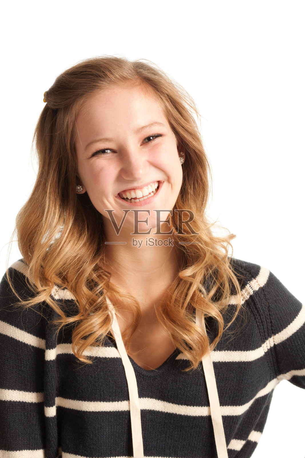 半身像的一个年轻的少女与微笑照片摄影图片