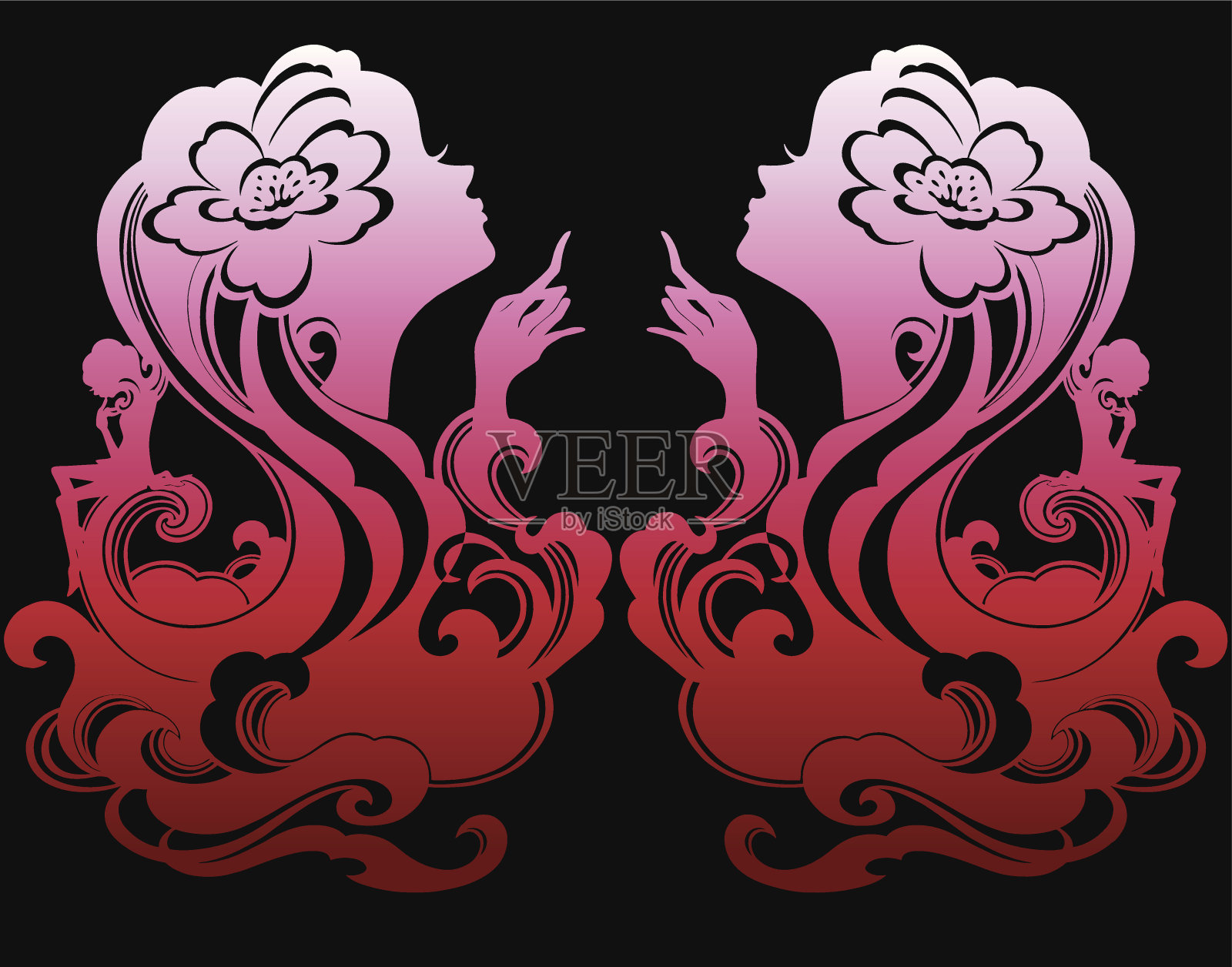 年轻的女人插画图片素材