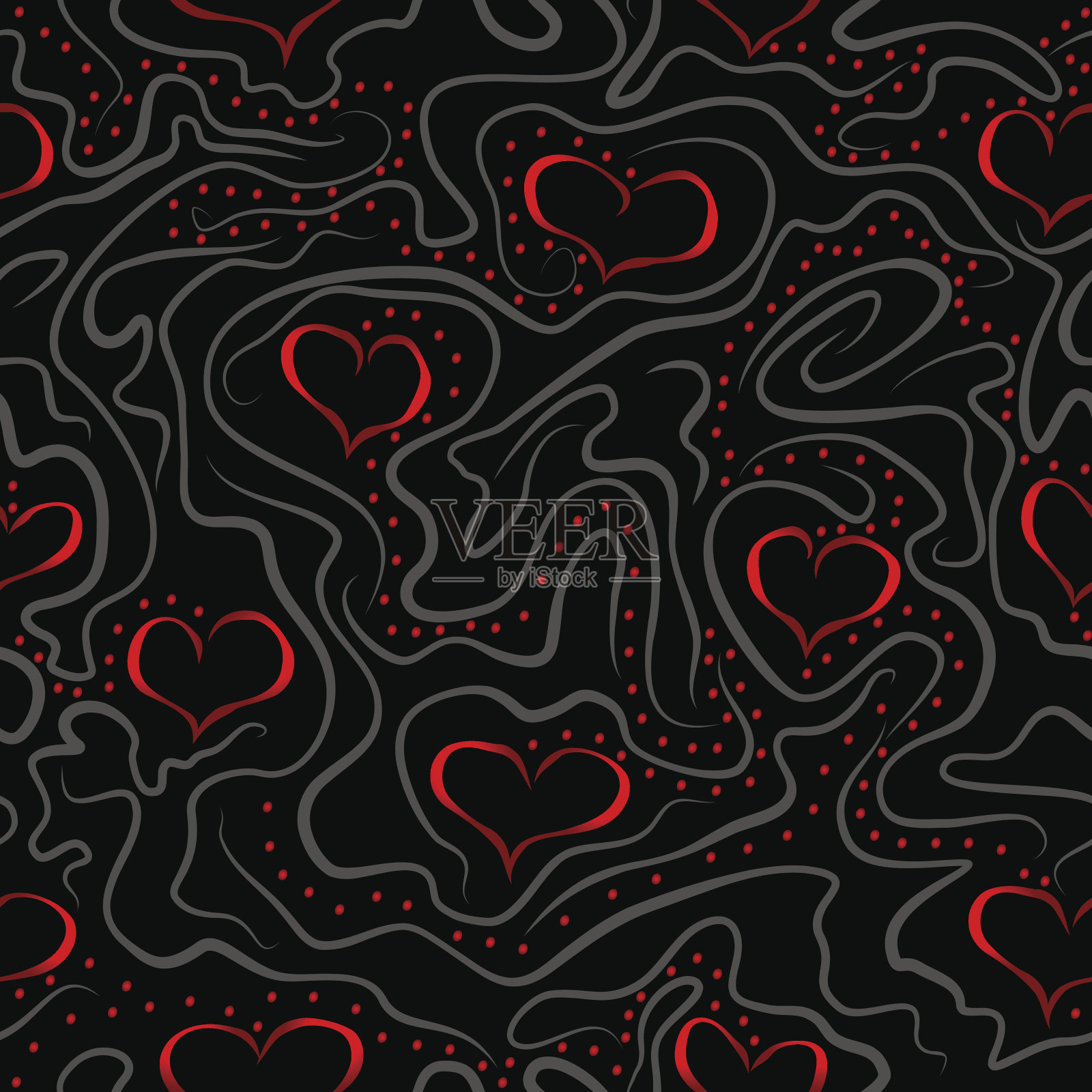 黑心无缝图案插画图片素材