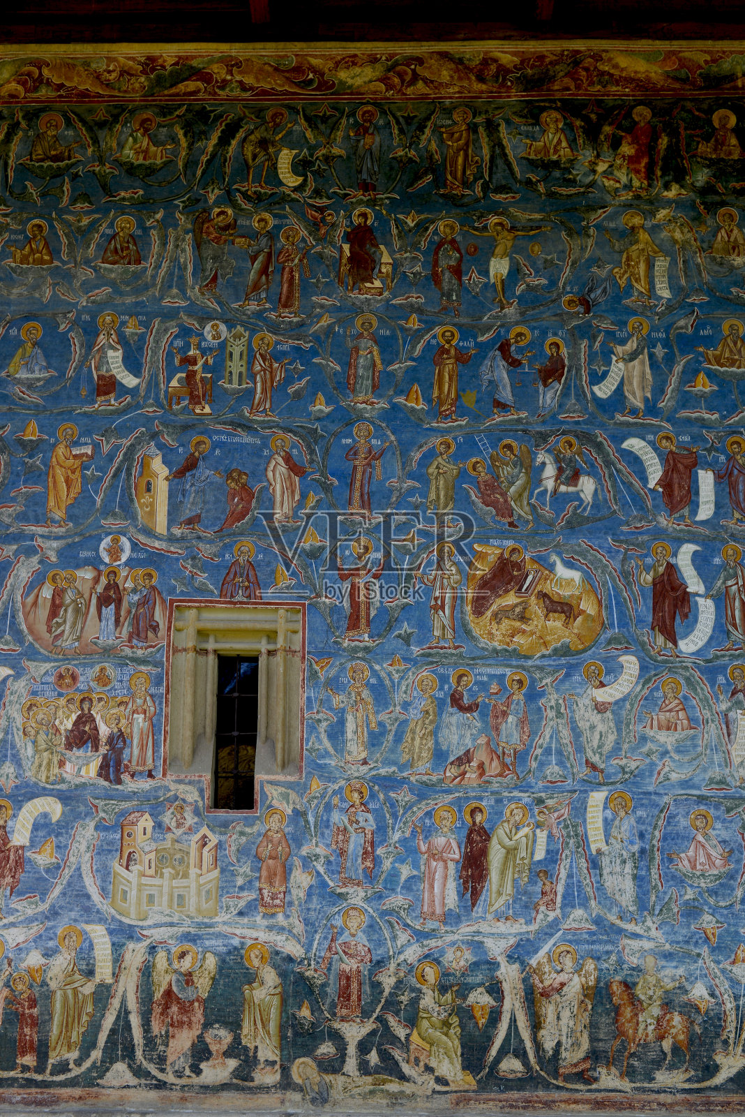 来自Voronet修道院,Suceava的杰西壁画树的细节照片摄影图片