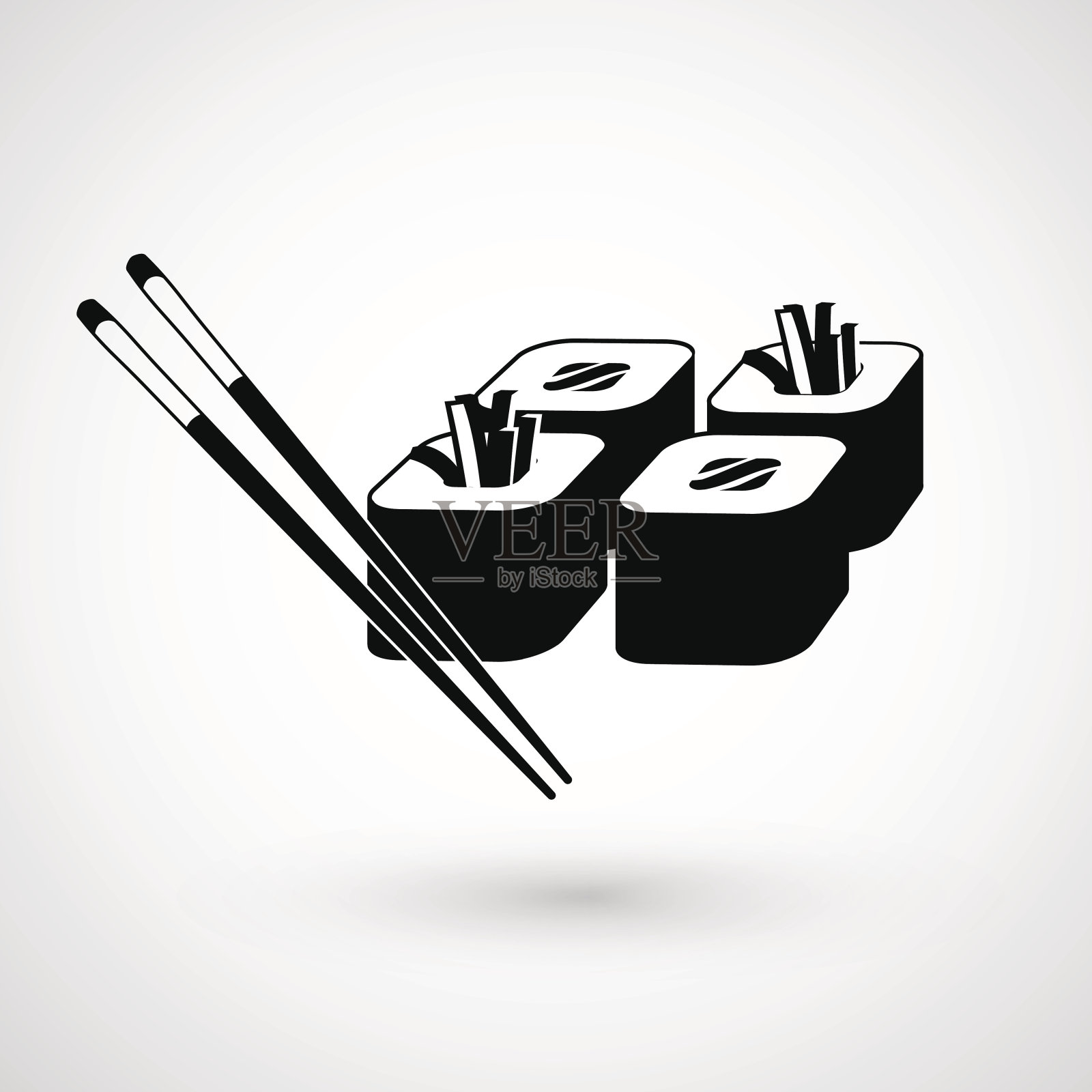 寿司图标和筷子。矢量插图。插画图片素材