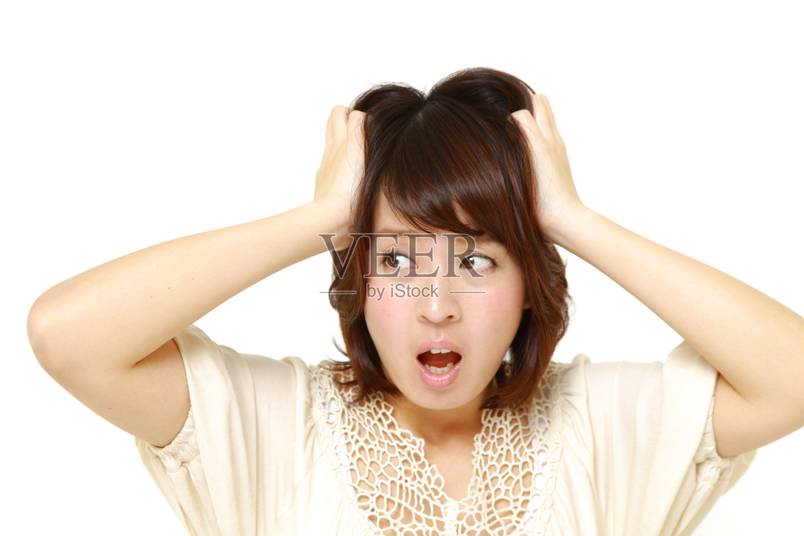 惊慌失措的女人照片摄影图片