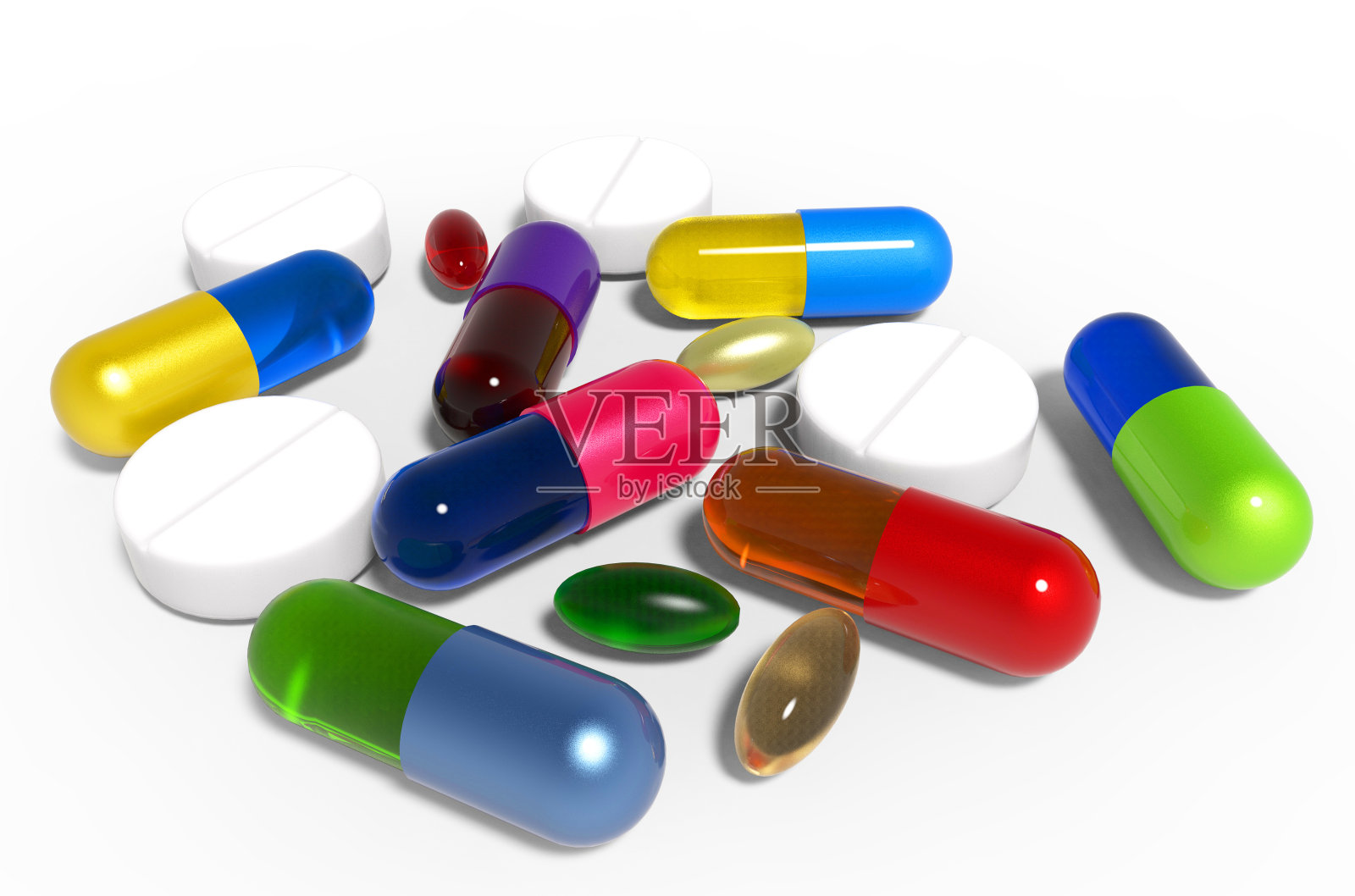 药片和胶囊。照片摄影图片