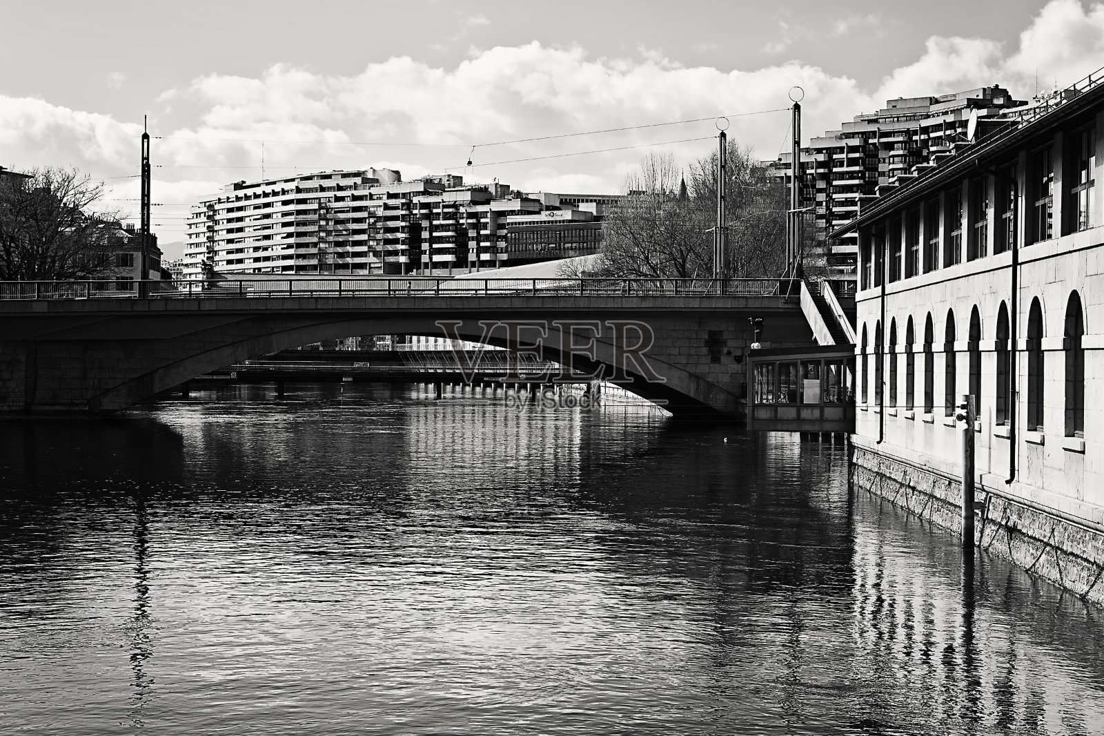 瑞士热那亚的桥照片摄影图片