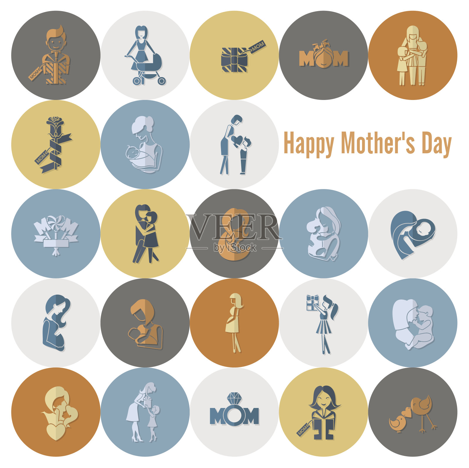 母亲节快乐图标插画图片素材