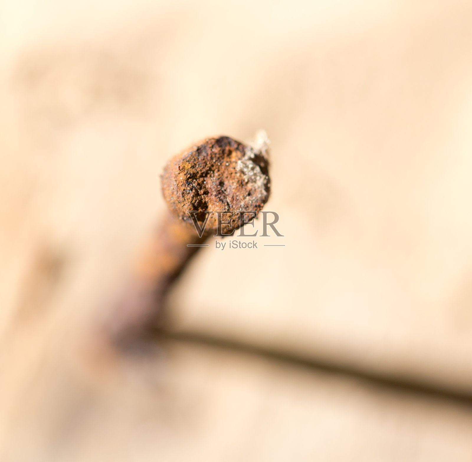 木头上生锈的铁钉微距特写照片摄影图片