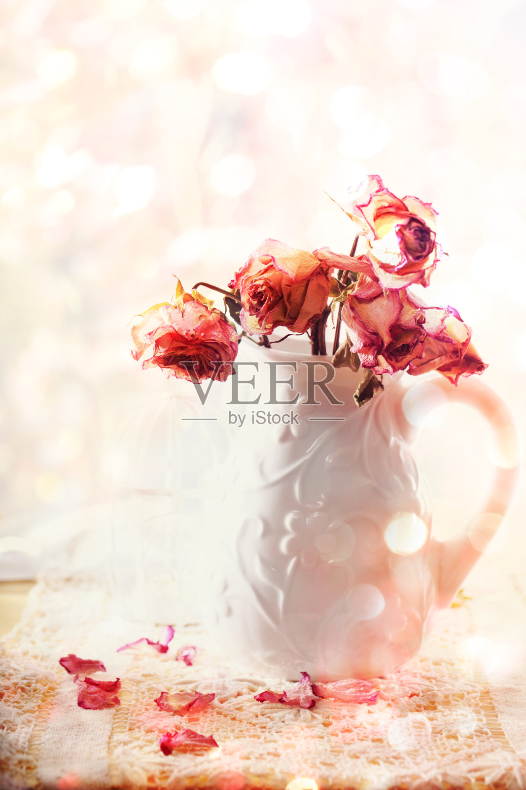 花瓶里的玫瑰干照片摄影图片