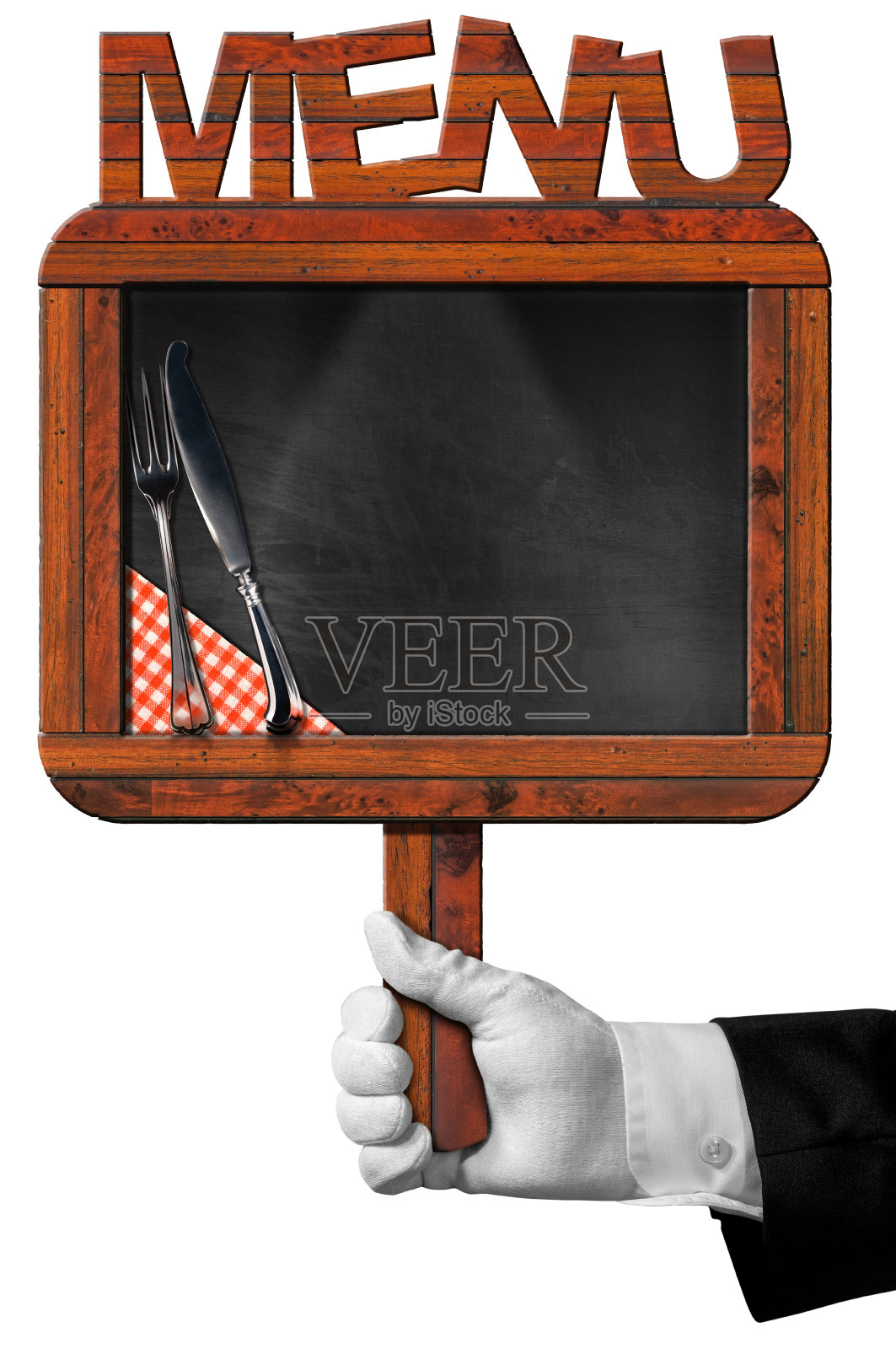 厨师与旧黑板与文本菜单照片摄影图片