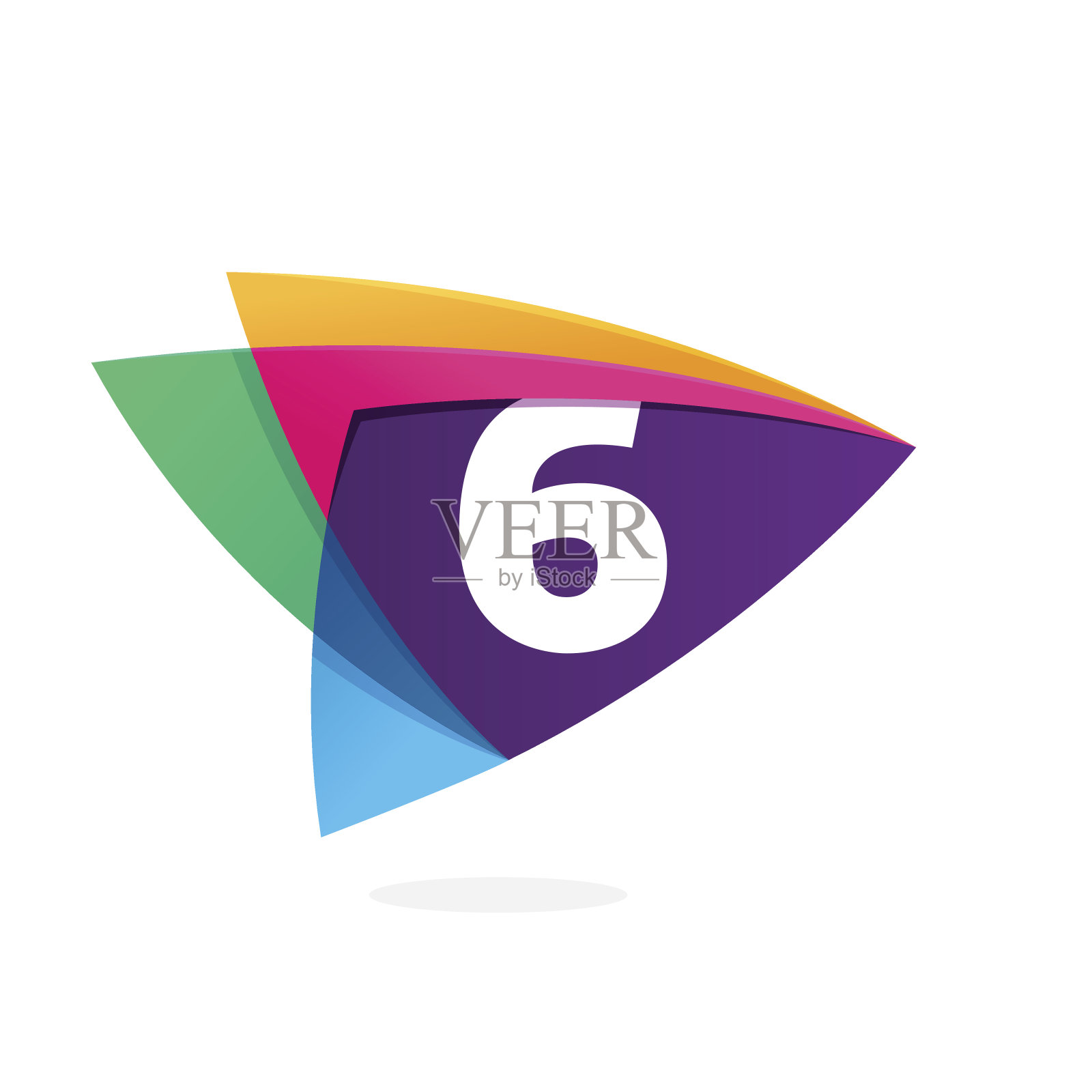 6号在三角形相交图标。插画图片素材