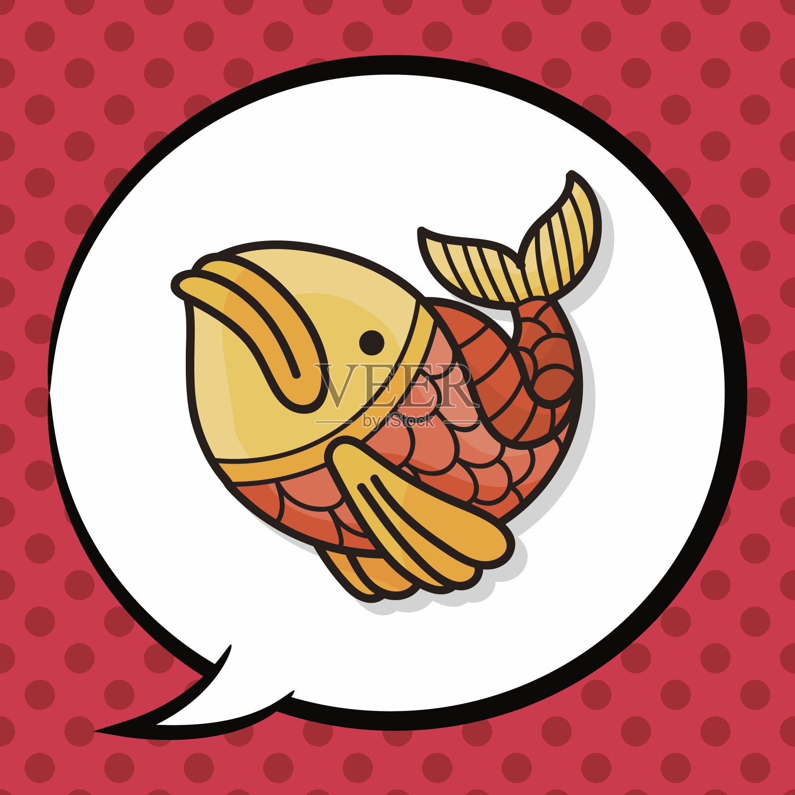 中国鱼幸运挂件涂鸦,言语泡泡插画图片素材