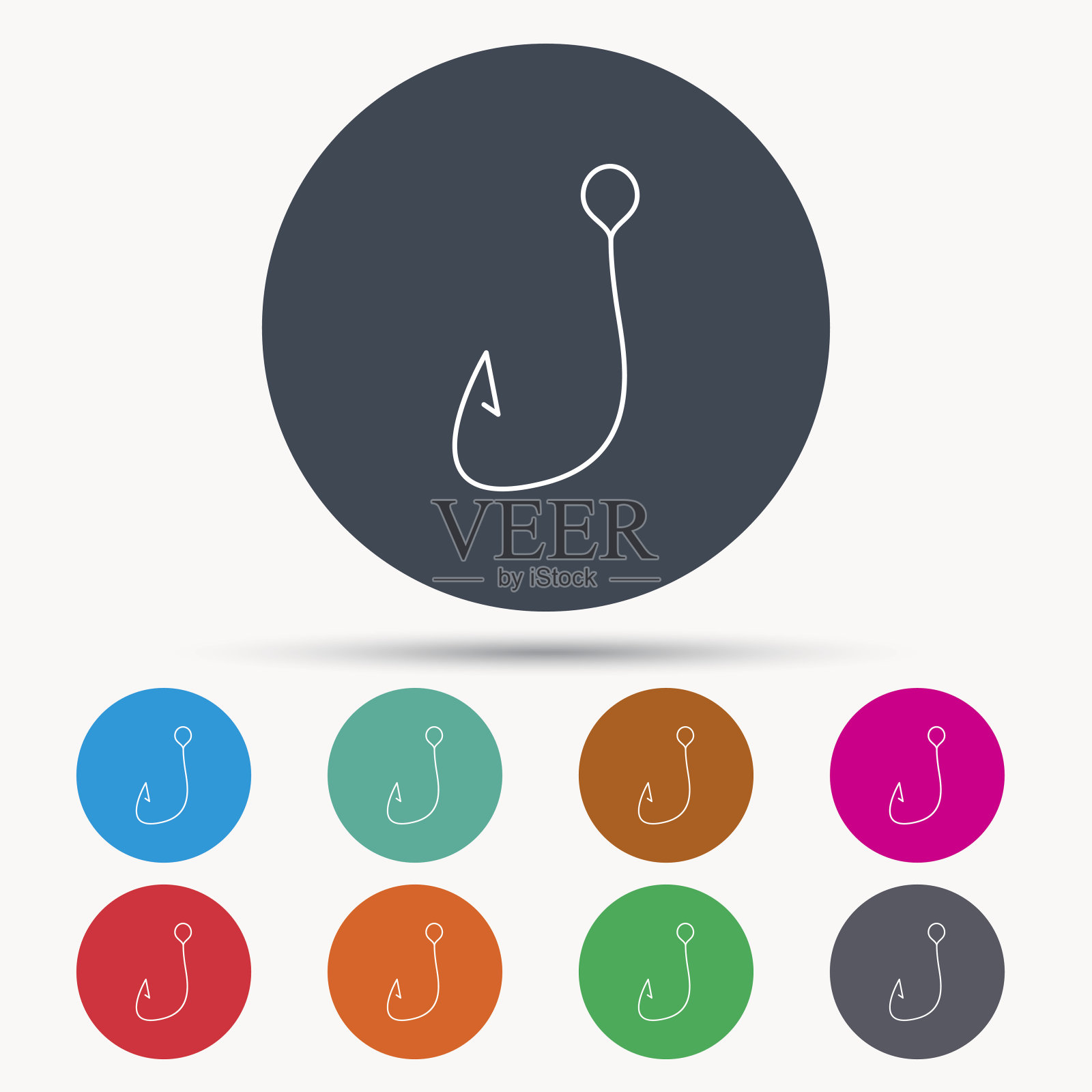 鱼钩图标。渔夫设备的信号。图标素材