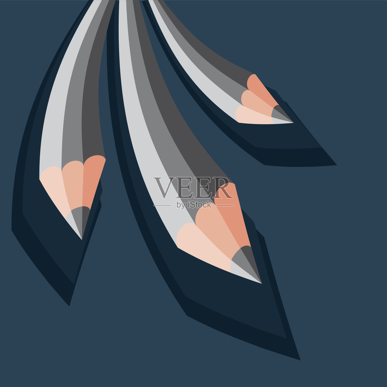 蓝色背景上的灰色蜡笔插画图片素材