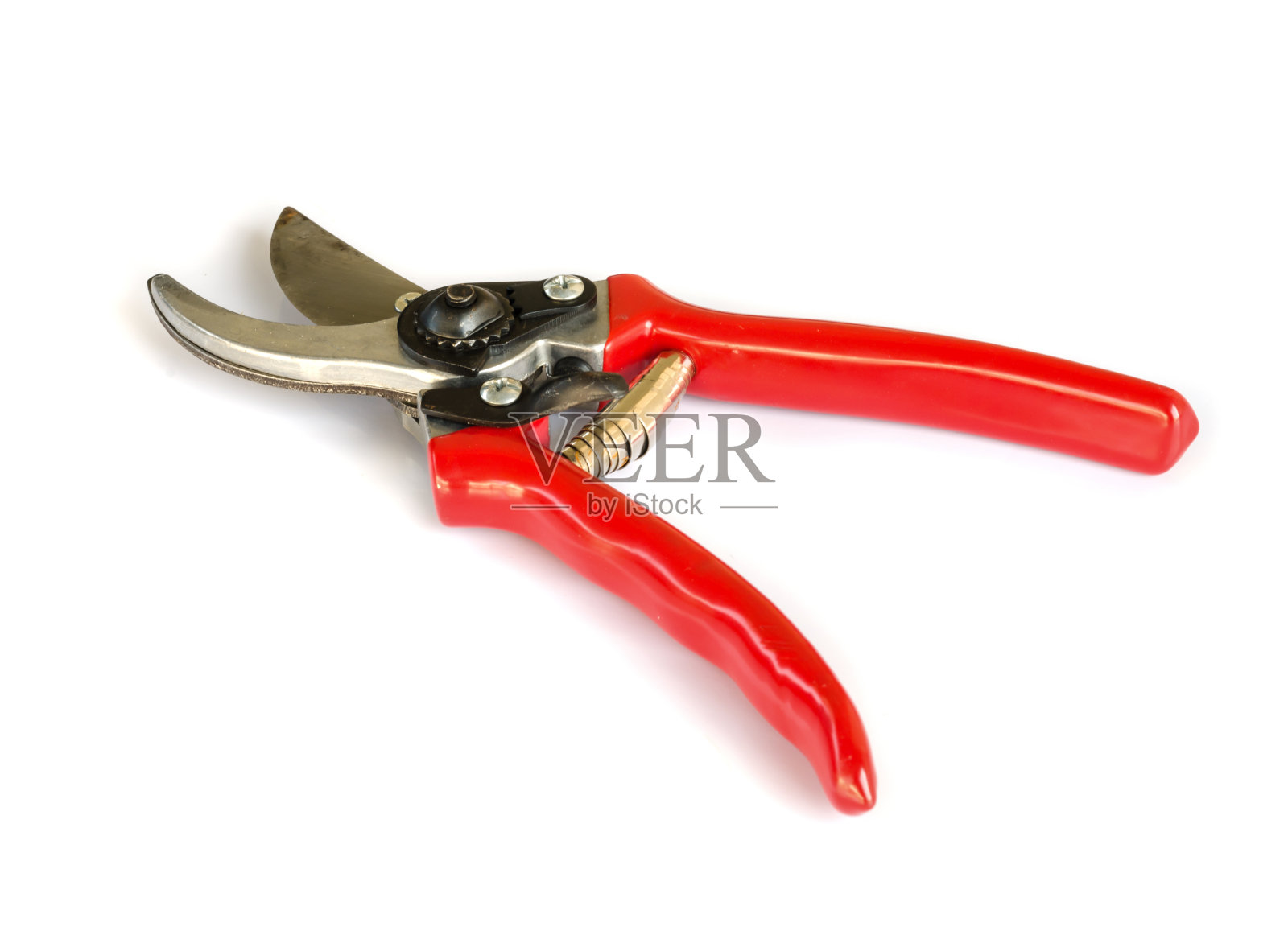 红花园修剪工具。照片摄影图片