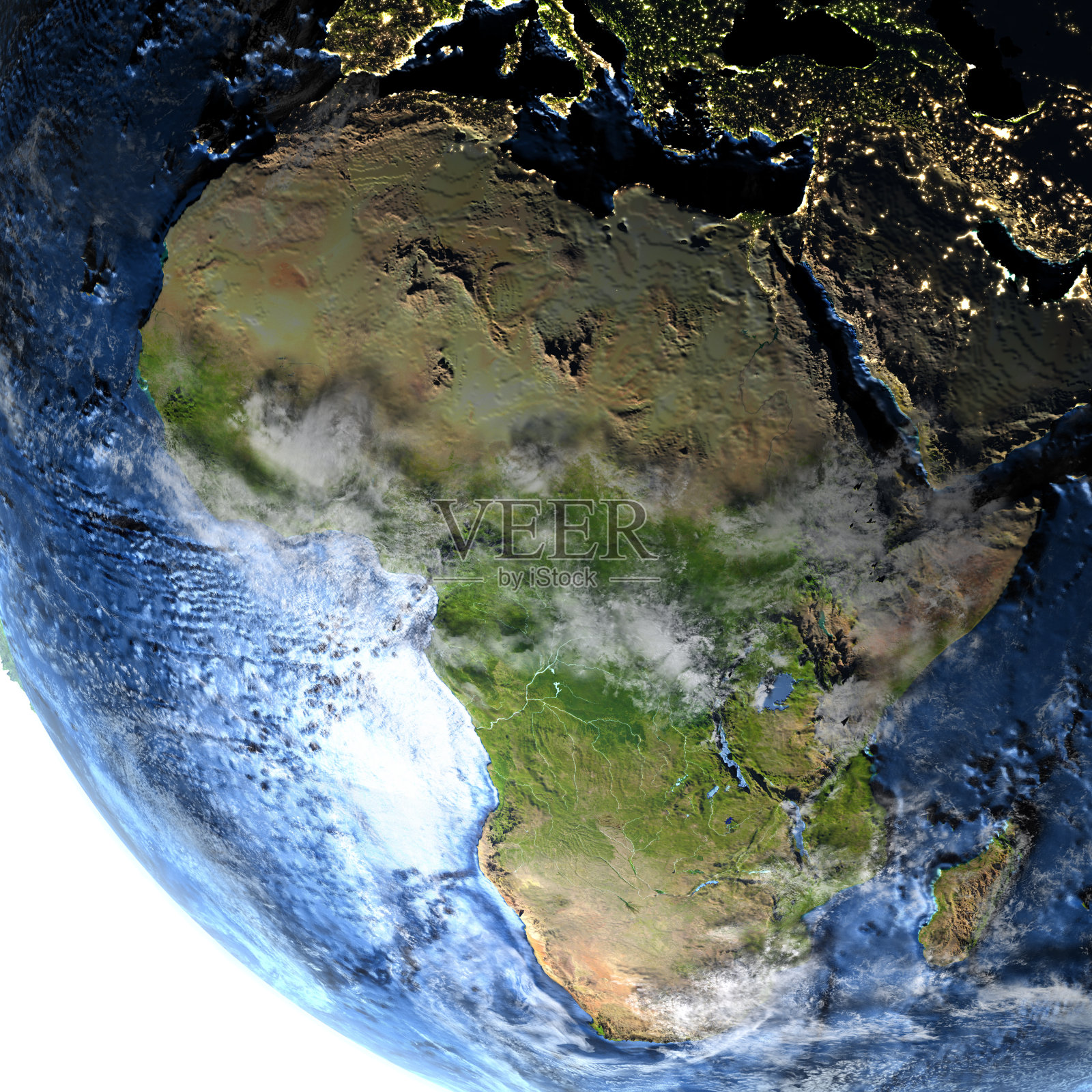 非洲在地球上夜间可见的海底照片摄影图片