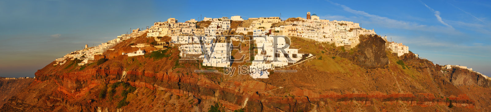 蒂拉全景,圣托里尼岛照片摄影图片