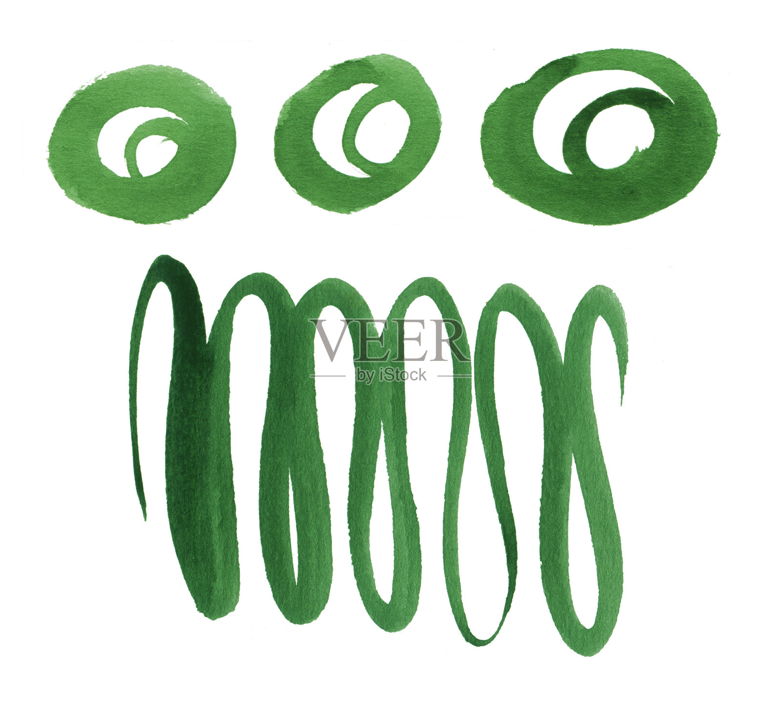 水彩气泡和线条设置。插画图片素材